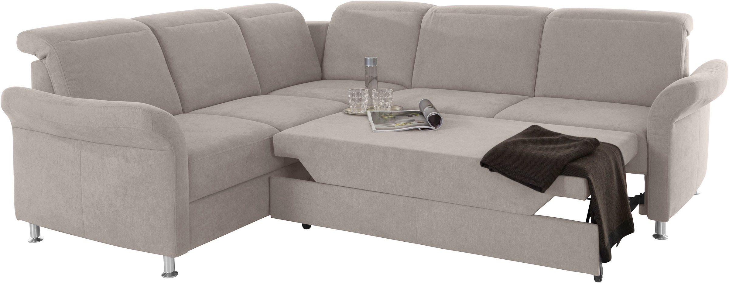 sit&more Ecksofa »Darwin L-Form«, inklusive Federkern, wahlweise mit Kopfteilverstellung, Bettfunktion