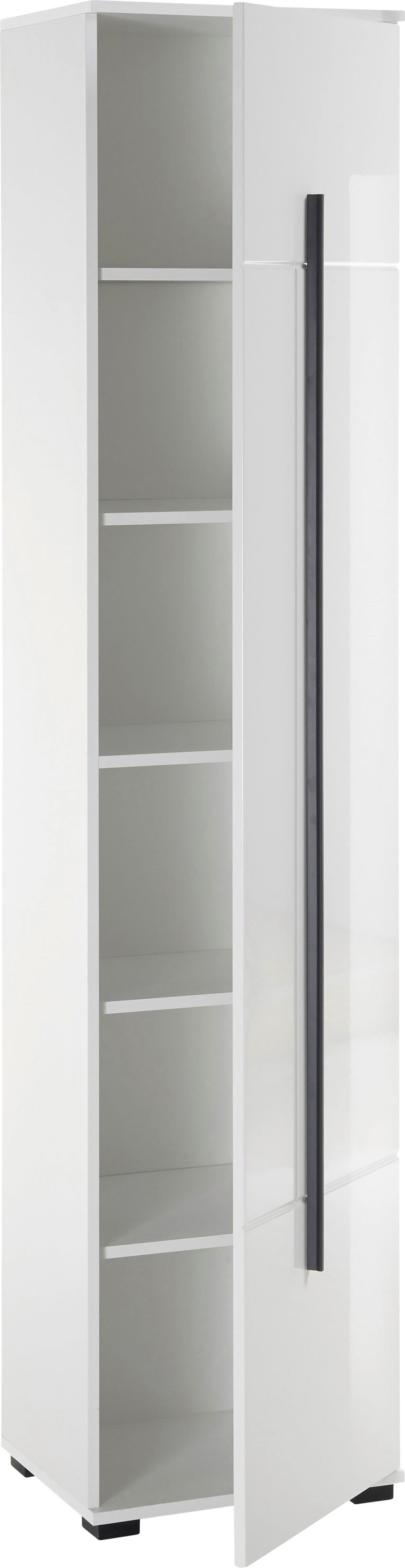 Thumbnail - Home affaire Hochschrank "Cantara, Badschrank in Hochglanz Weiß, Hochschrank im modernen Design" mit schwarzen Griffen, ...