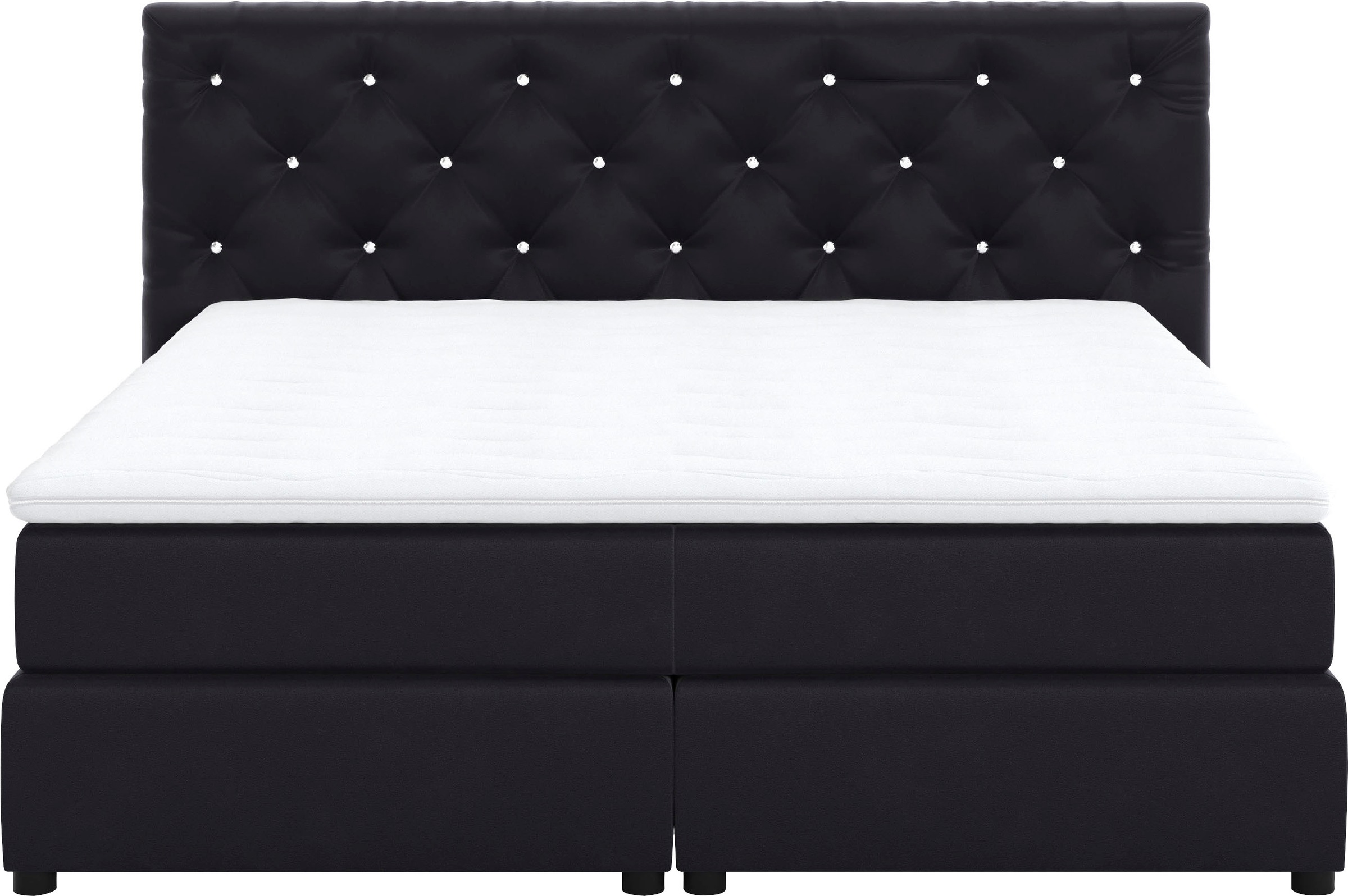 COTTA Boxspringbett »Castle«, mit Strasssteinen im Kopfteil, inkl. Topper