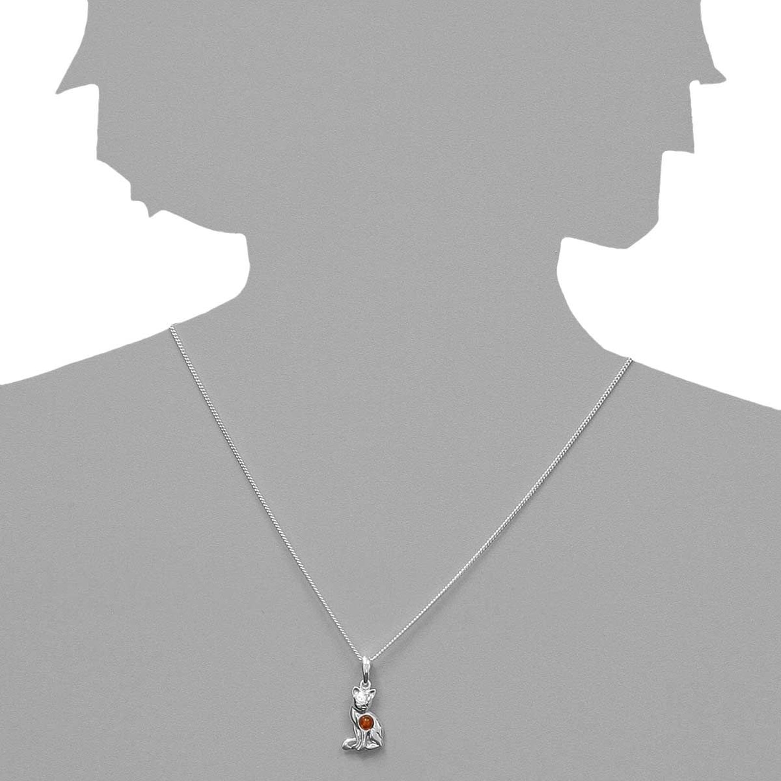 OSTSEE-SCHMUCK Kette mit Anhänger »- Katze - Silber 925/000 - Bernstein«