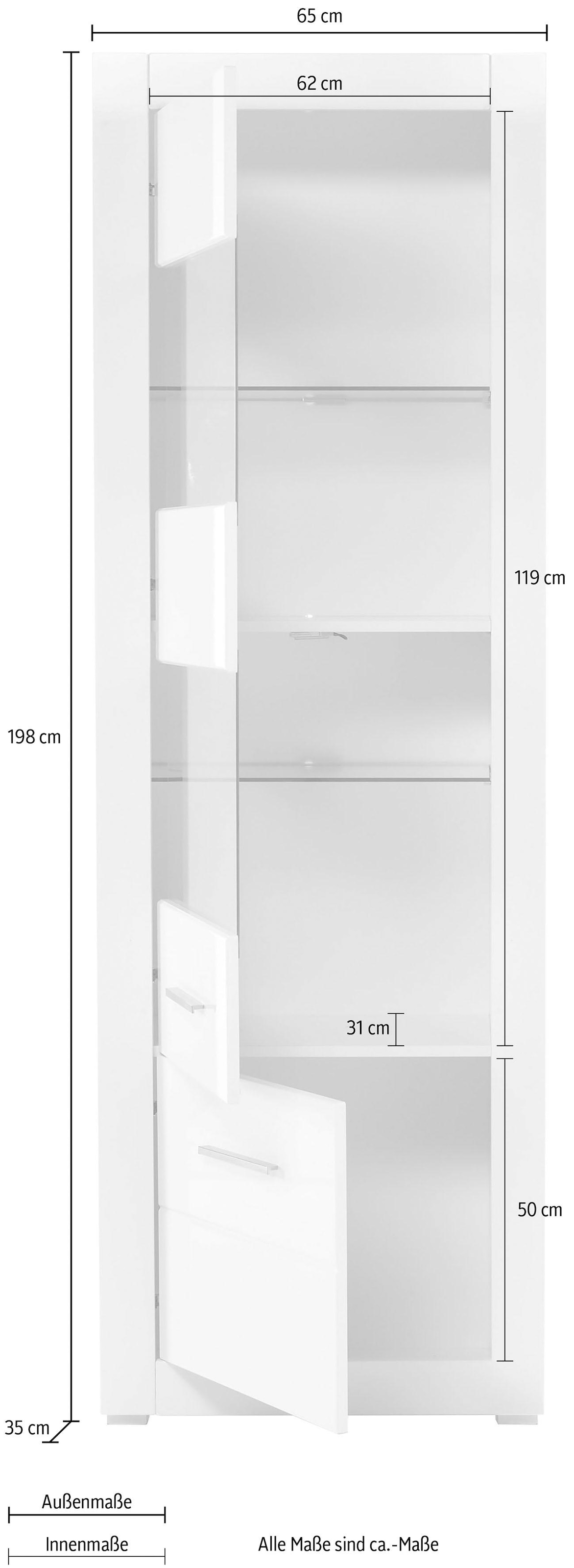 online kaufen 198 Höhe »BIANCO«, BAUR | mit cm Glaseinsatz Vitrine