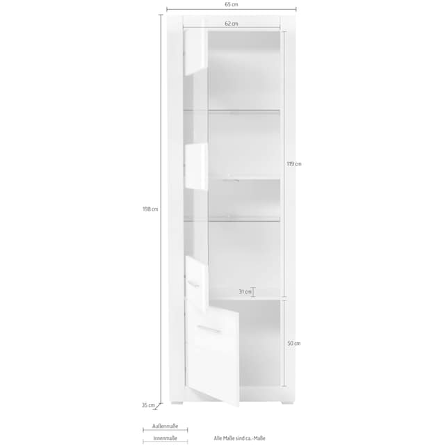 Vitrine »BIANCO«, Höhe 198 cm mit Glaseinsatz online kaufen | BAUR