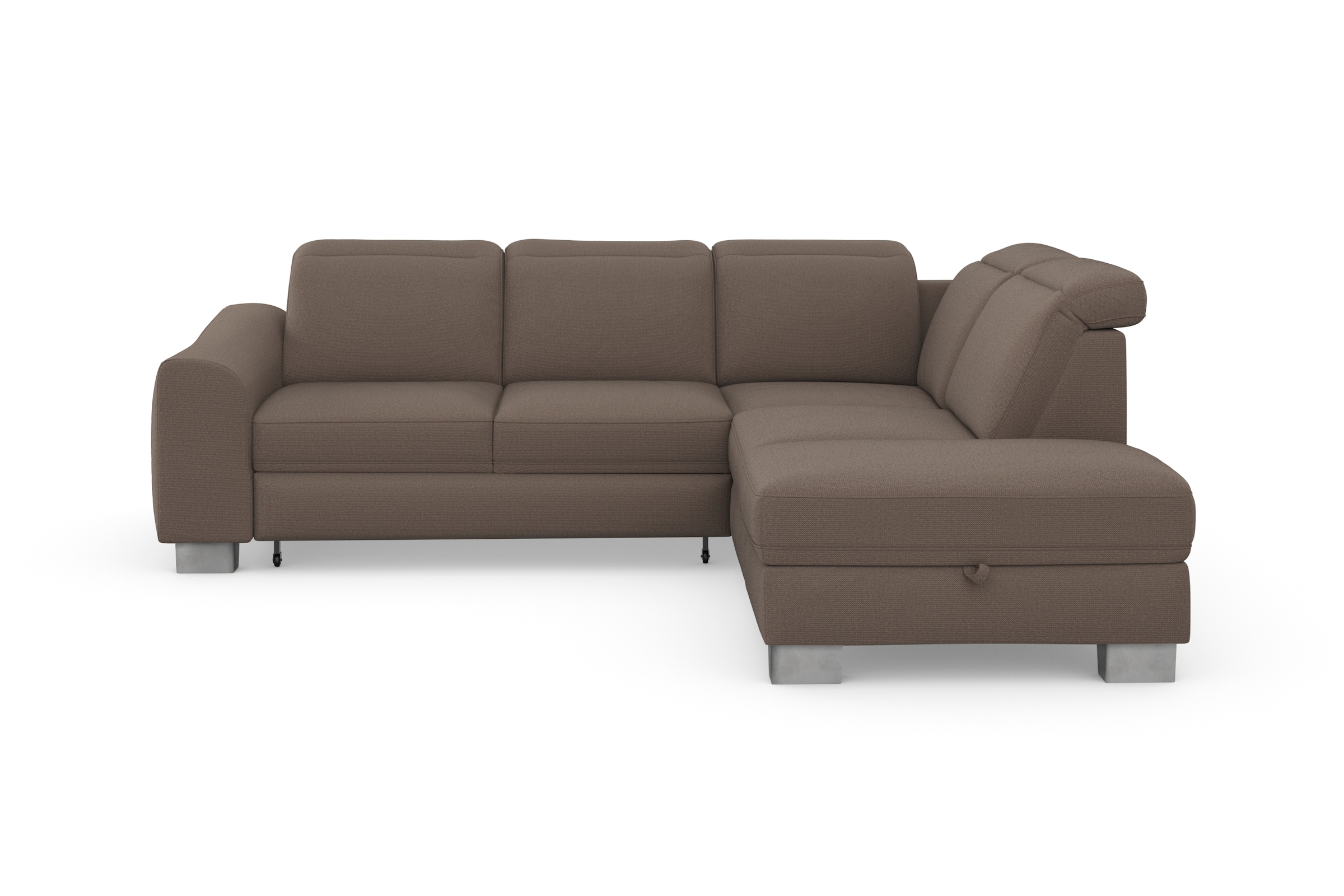sit&more Ecksofa »Dundee L-Form«, mit Federkern und Edelstahlfüßen, wahlweise mit Kopfteilverstellung