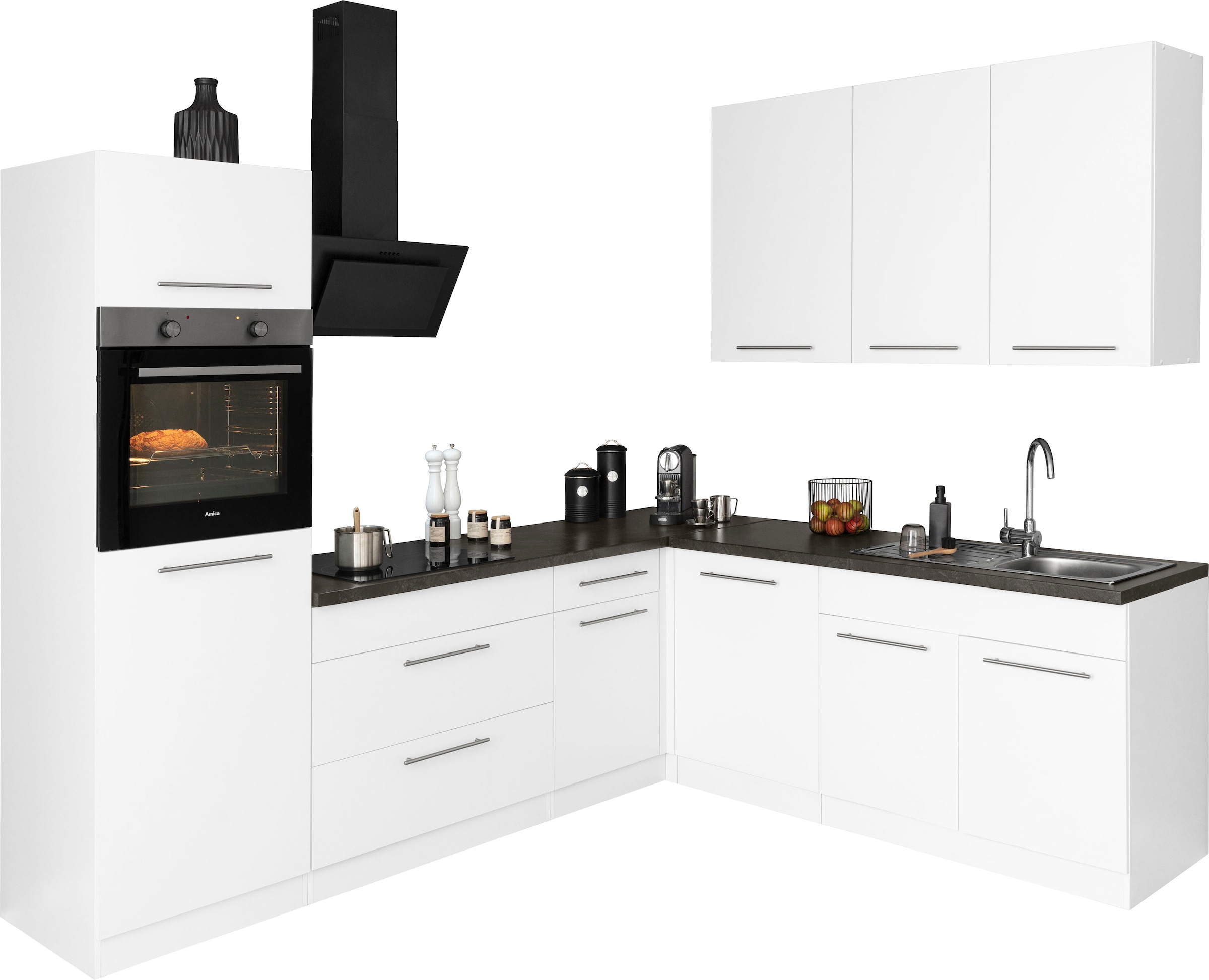wiho Küchen Winkelküche "Unna", mit E-Geräten, Stellbreite 260 x 220 cm