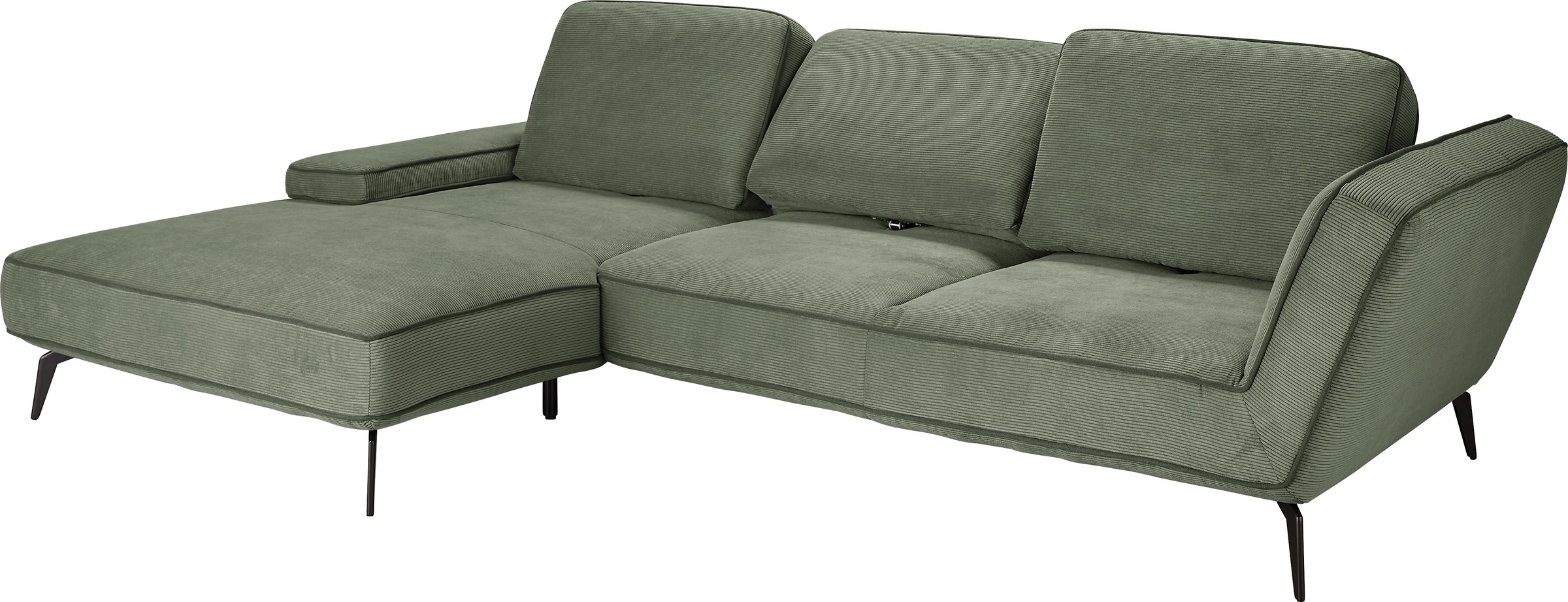 set one by Musterring Ecksofa »SO 4500, Füße schwarz matt, inkl Schwenkrückenfunktion, Cord, L-Form«, wahlweise mit Kopfstütze/Armteilverstellung/Rückenneigung