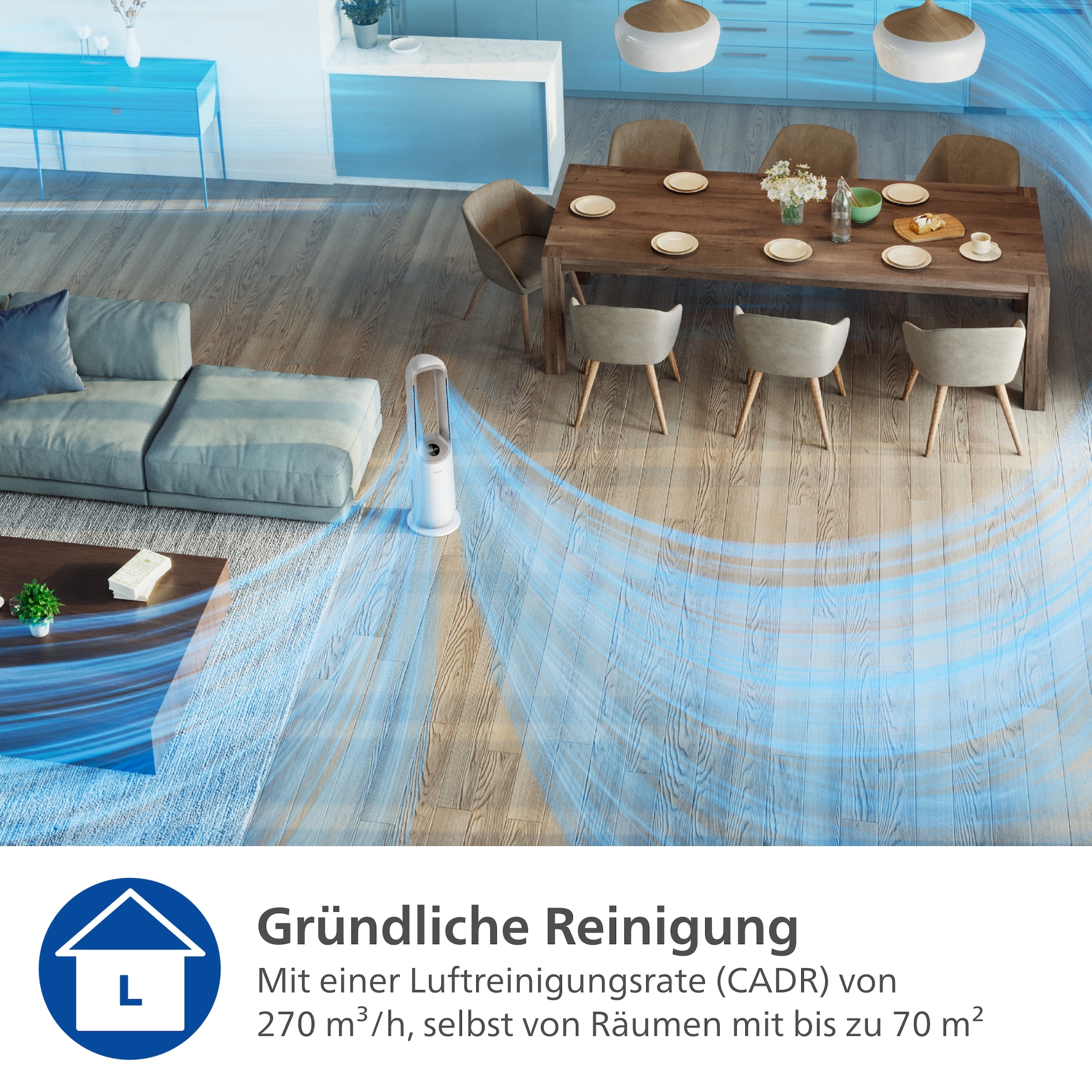 Philips Luftreiniger »AMF870 Air Performer, 3-in-1 Reinigen, Kühlen & Heizen«, für 70 m² Räume, für Allergiker geeignet, CADR 270 m³/h, mit Air+ App verbunden