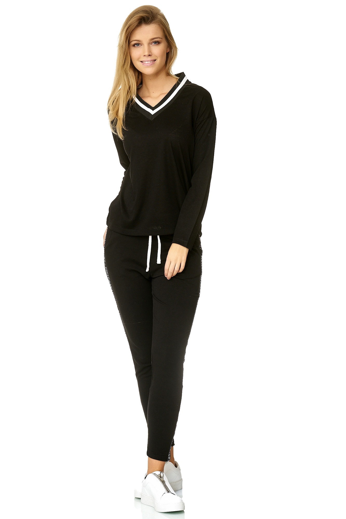 Decay Langarmshirt, mit gestreifter Ausschnittblende