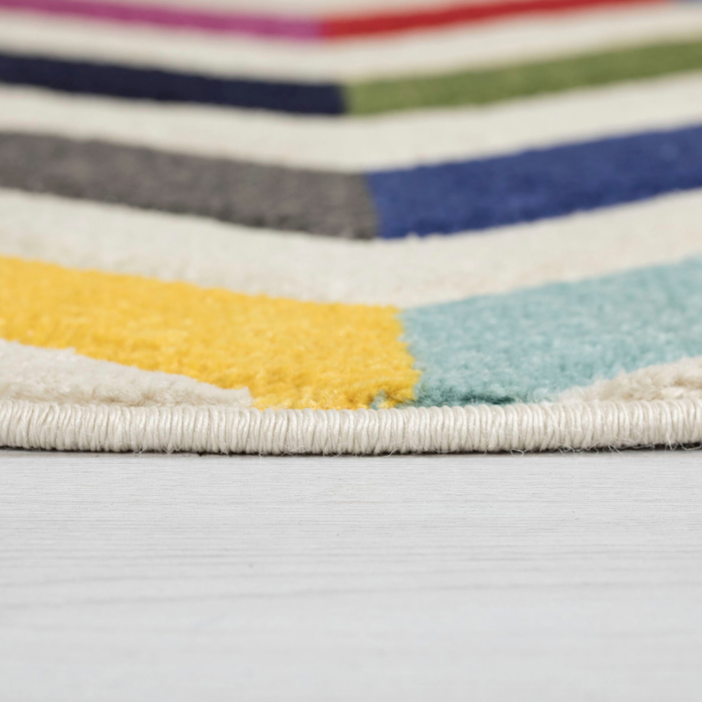 FLAIR RUGS Teppich »Bolero«, rund, 10 mm Höhe, fußbodenheizungsgeeignet, geometrisches Muster, gemustert, Zickzack