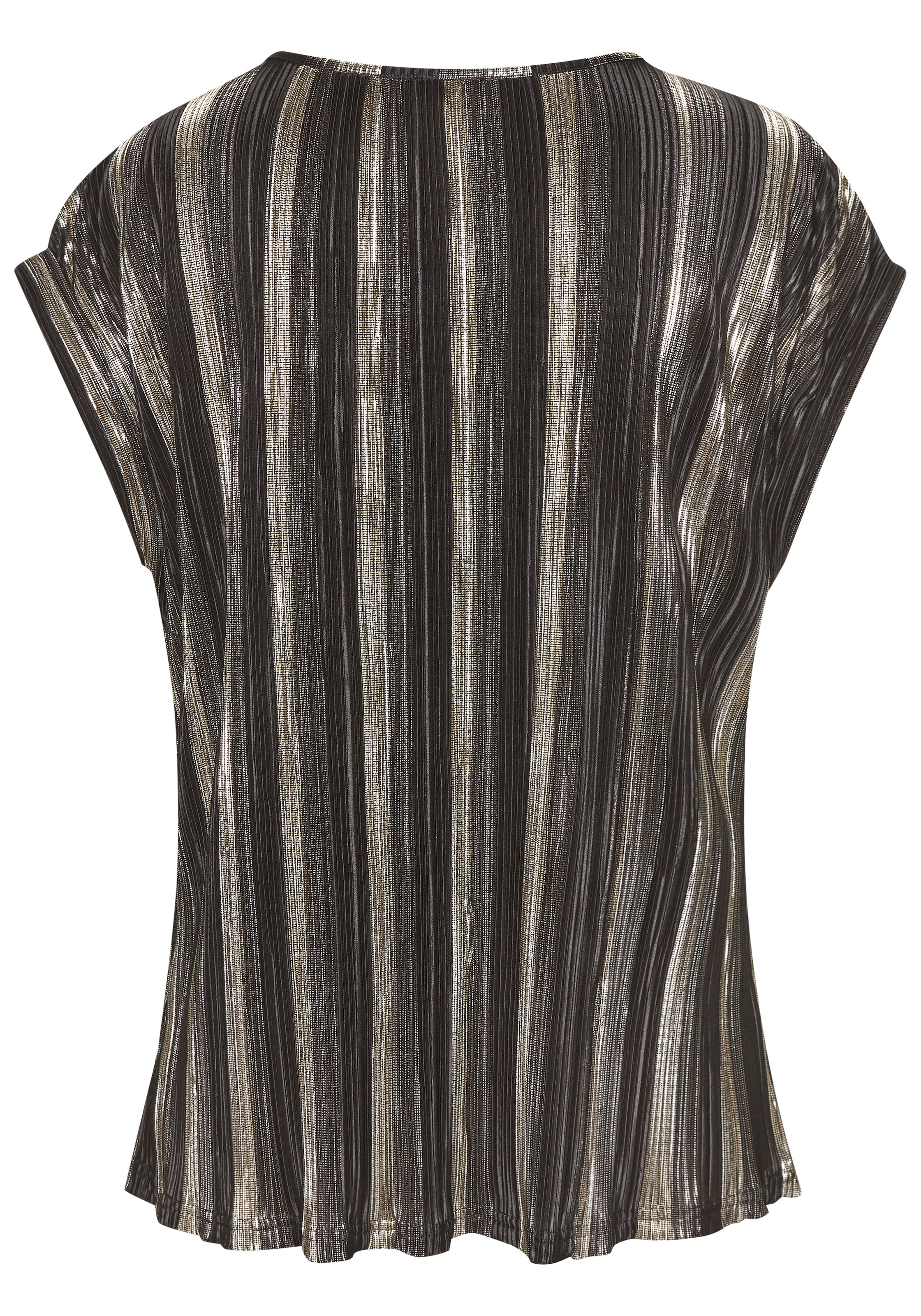 LASCANA Plisseeshirt, mit goldfarbenem Druck, festlich