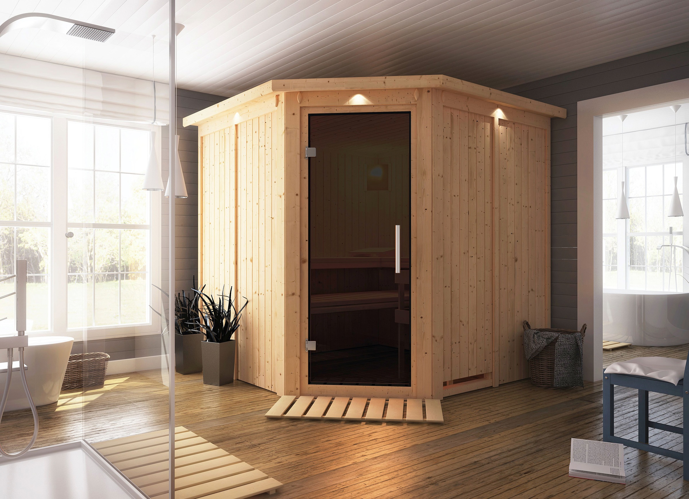 Karibu Sauna »Jarin« Set,  Ofen 9 kW integr. Strg