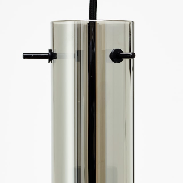 Brilliant Pendelleuchte »Glasini«, 5 flammig-flammig, mit Rauchglas, 199 cm  Höhe, 95 cm Breite, 5 x E14, schwarz | BAUR