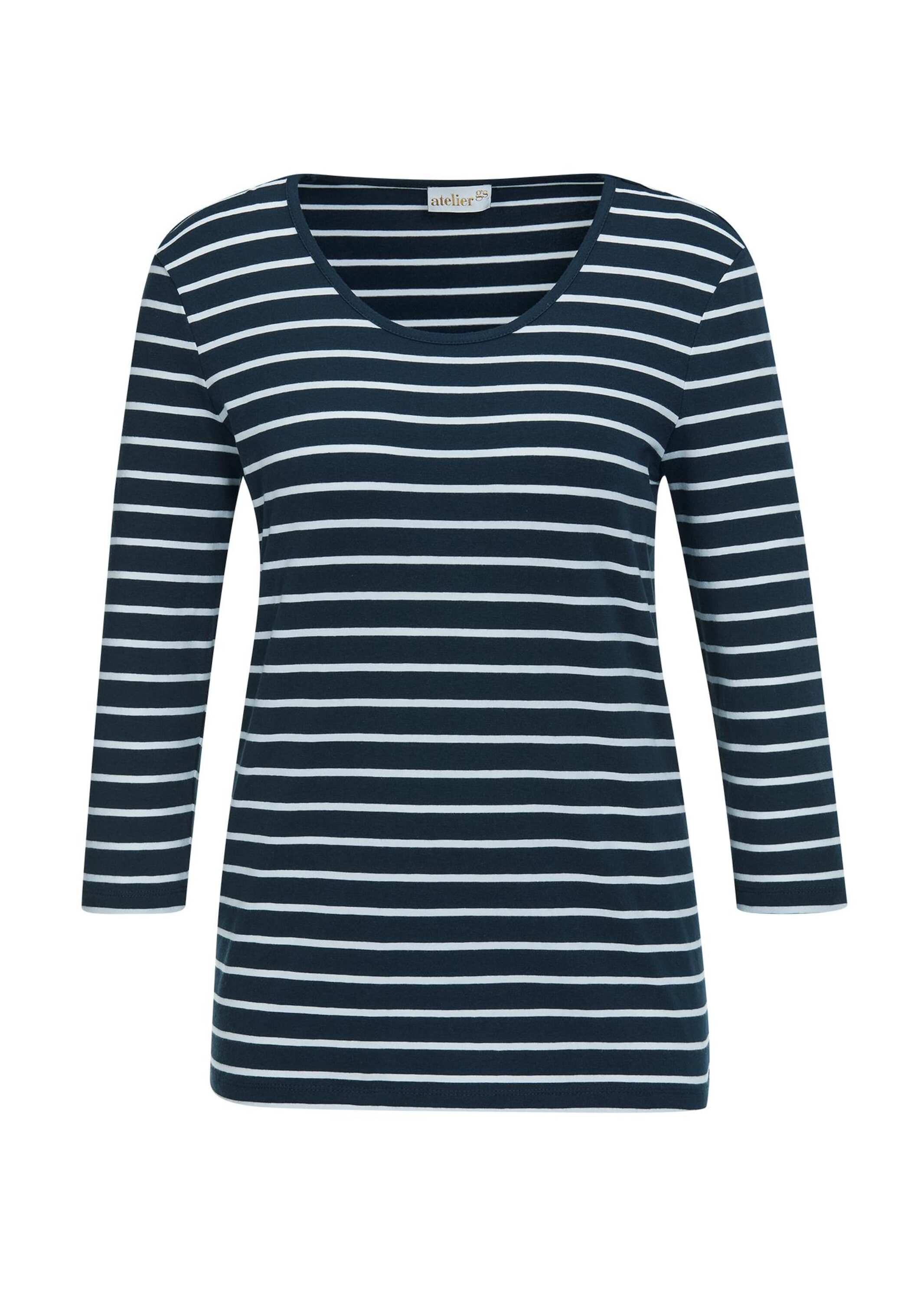 GOLDNER 3/4-Arm-Shirt "Jerseyshirt mit Rundhals" Garngefärbte und dadurch farbbeständige Ringel