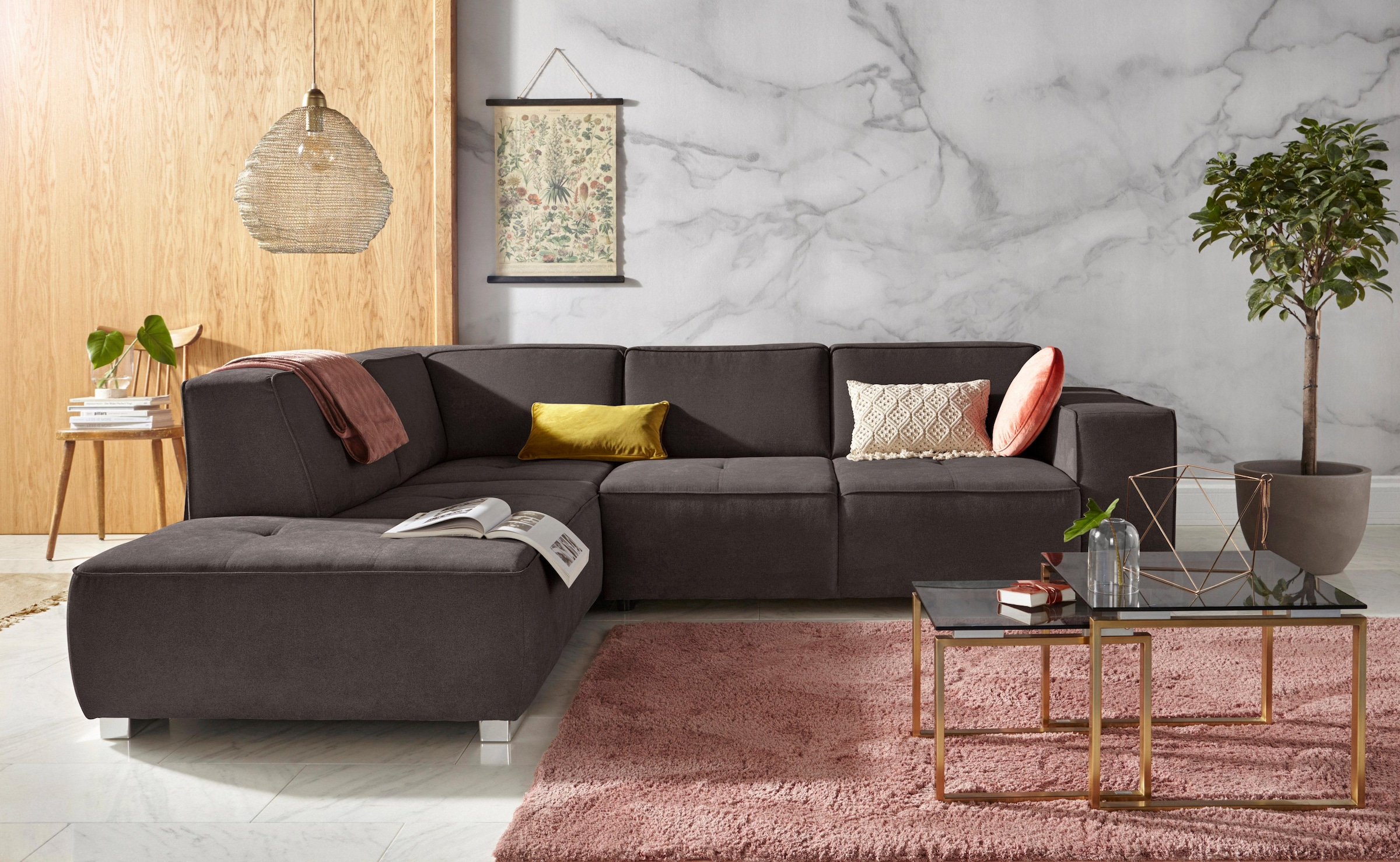 Home affaire Ecksofa "Sapporo L-Form" wahlweise Bettfunktion oder Sitztiefe günstig online kaufen