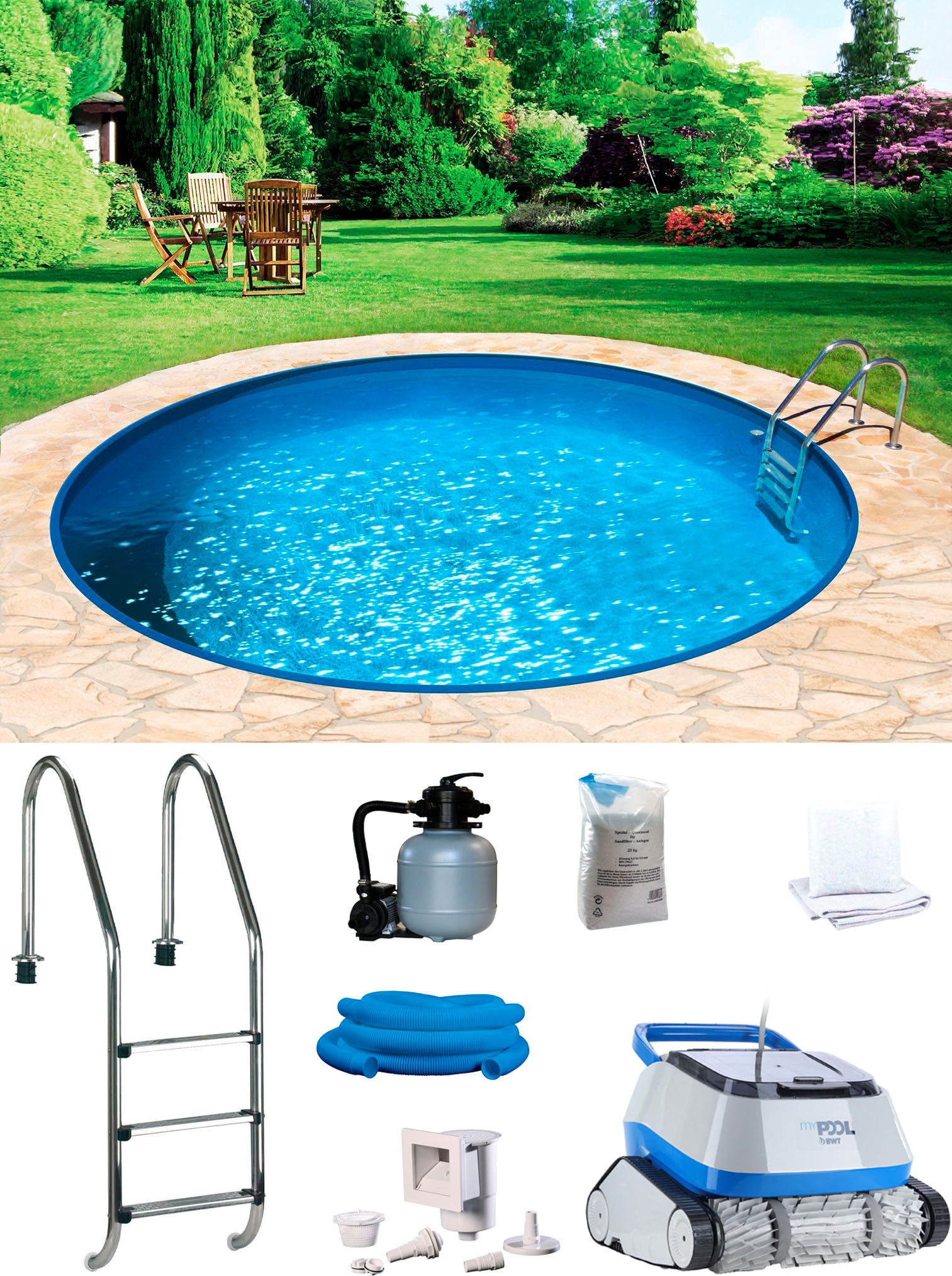 my POOL BWT Rundpool "POWER" inkl. Poolroboter POWER ONE4ALL günstig online kaufen