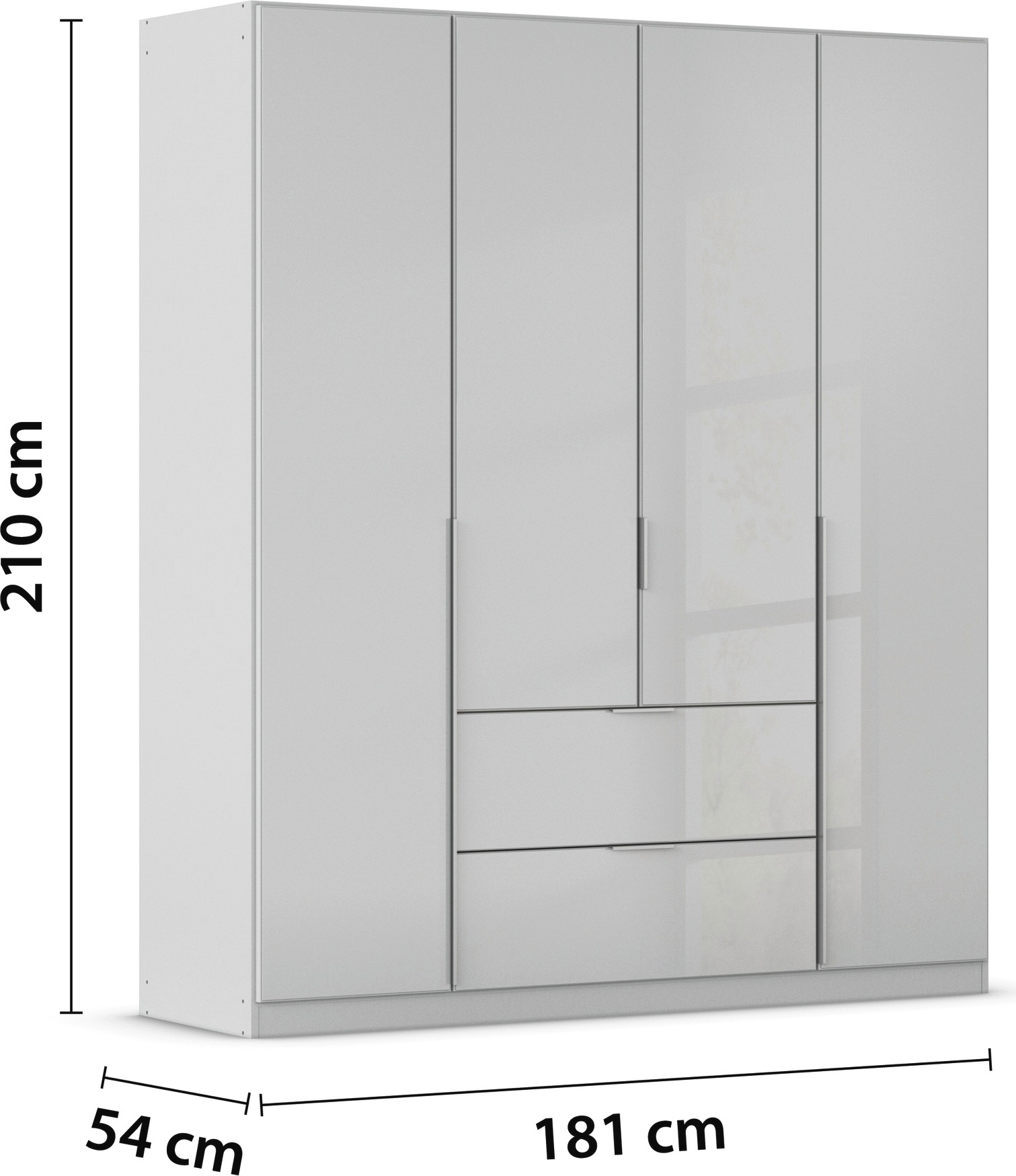 rauch Drehtürenschrank »Kleiderschrank Kleiderschränke Schrank Garderobe AGORDO mit Glasfront«, (in zwei Griff-Farben mit Glasfront), mit Außenschubkästen, in 6 Breiten und 2 Höhen MADE IN GERMANY