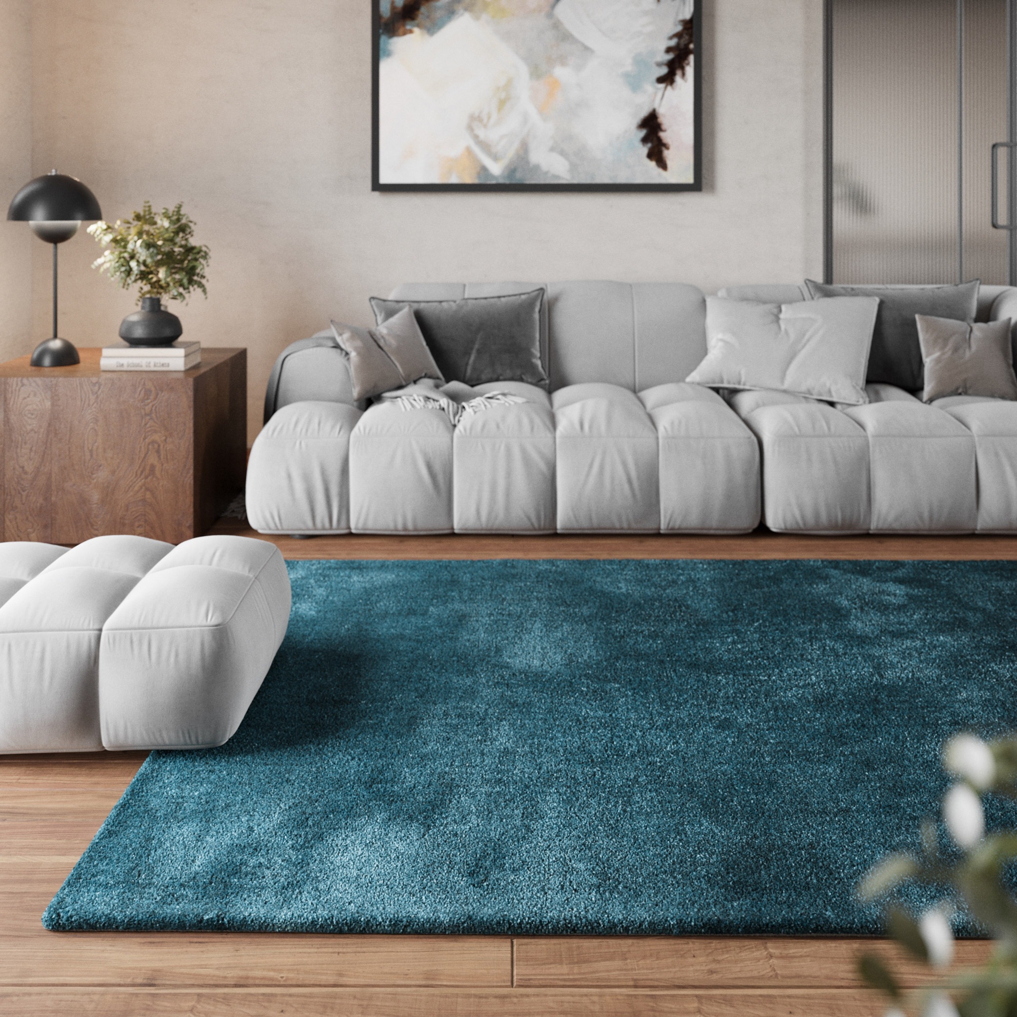 Homie Living Teppich »Pisa«, rund, 25 mm Höhe, Hochflor, Microfaser, uni, weich, Shaggy, Wohnzimmer, Schlafzimmer