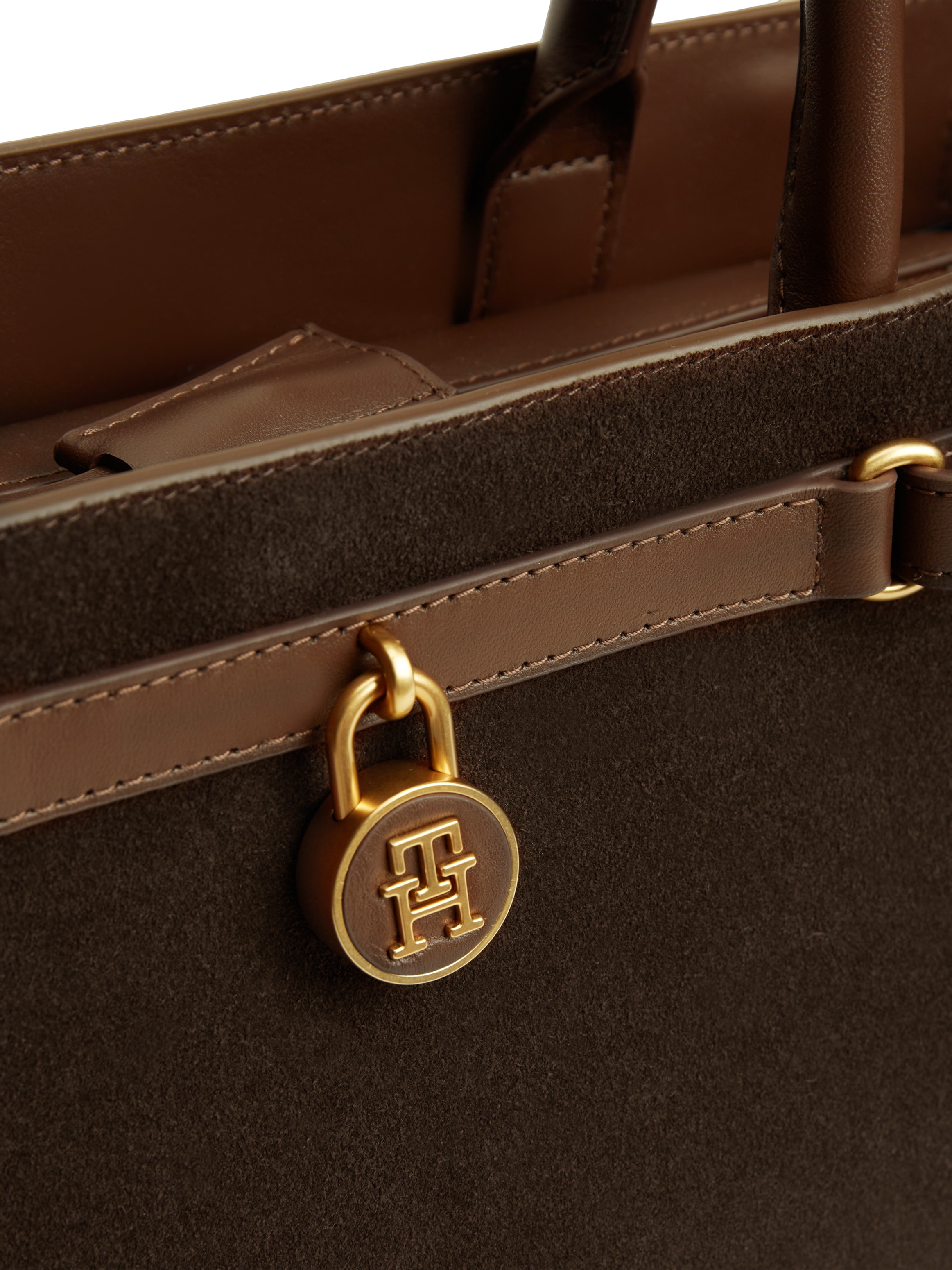 Tommy Hilfiger Handtasche »AMERICAN ICON TOTE SUEDE« Damen Umhängetasche, Schultertasche mit TH-Schmuckschloss
