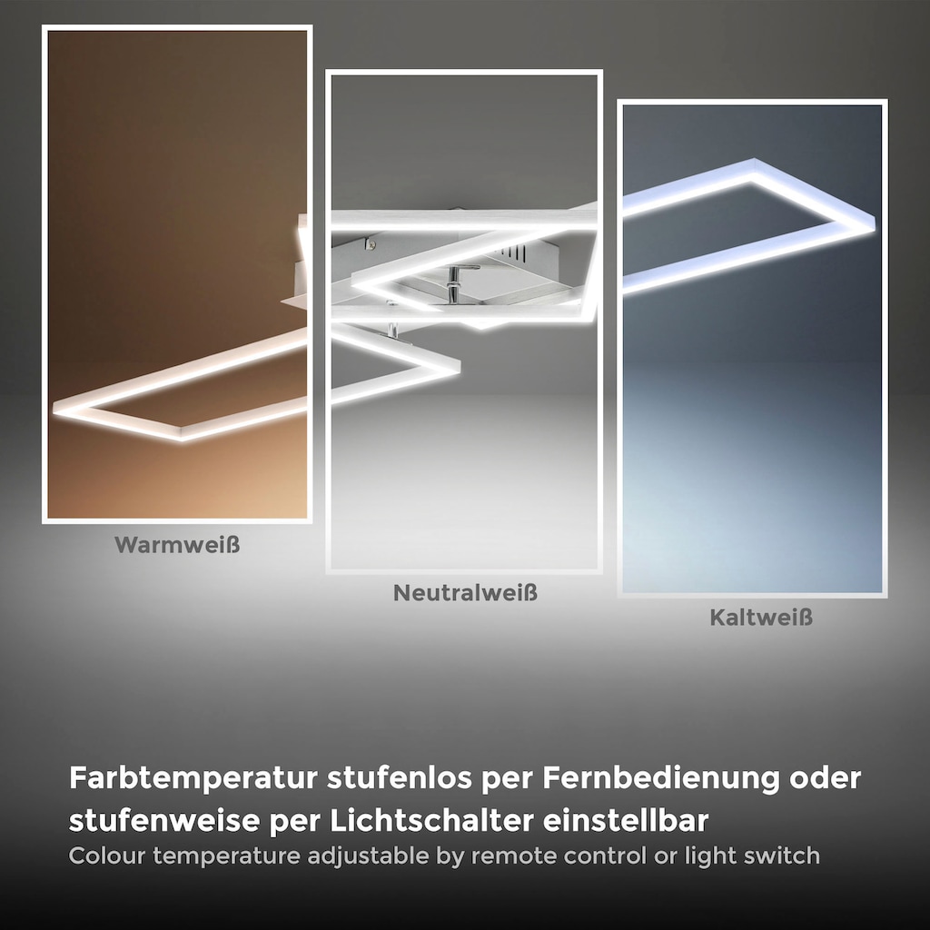 B.K.Licht LED Deckenleuchte mit Fernbedienung in gebürsteter Alu-Optik, LED-Platine 40 Watt, 4.000lm, 3.000 - 6.500K einstellbar, inkl. Nachtlicht, Timer