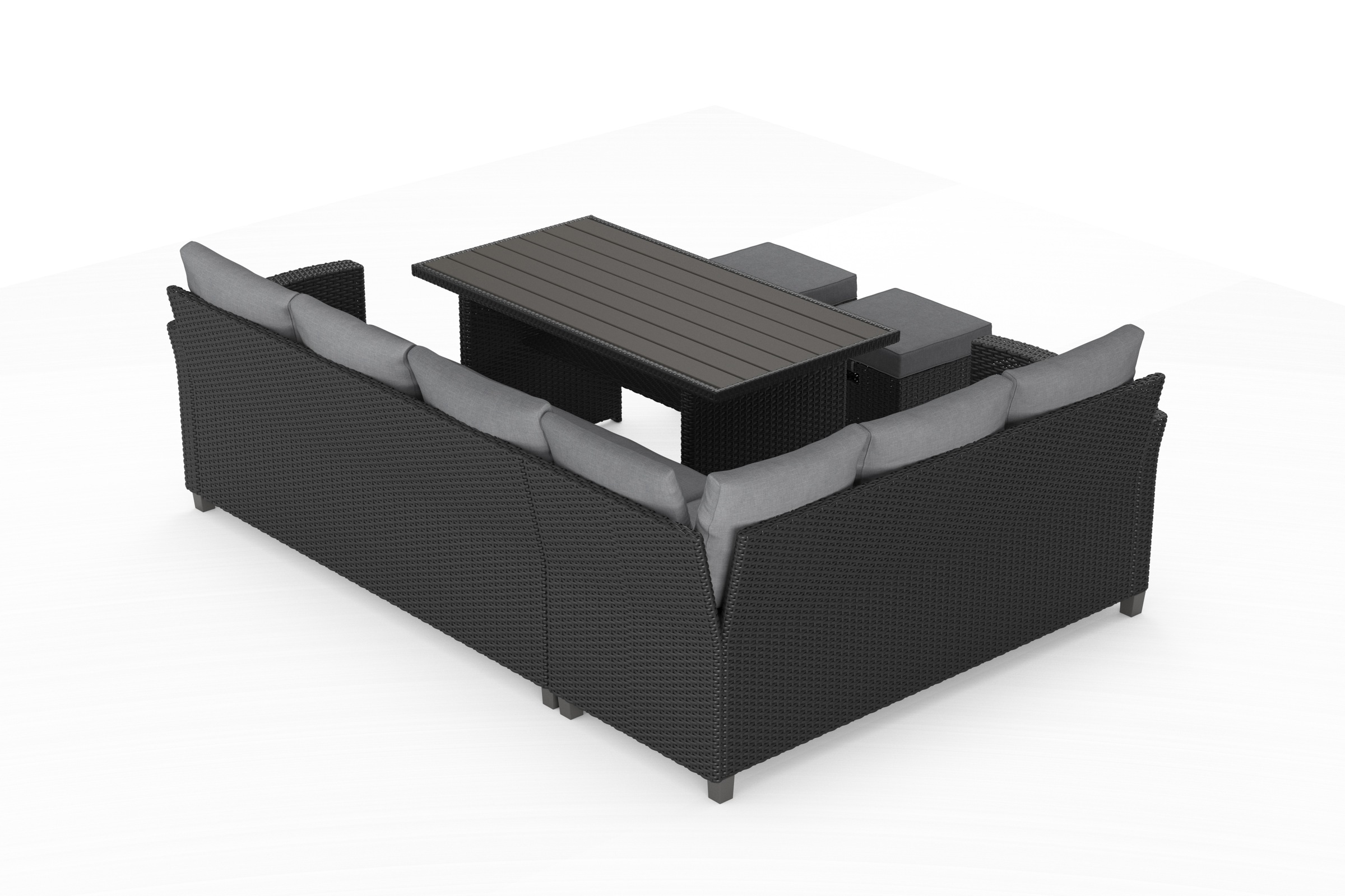 Thumbnail - KONIFERA Gartenlounge-Set "Georgia" 2x 3er Bank, 2x Hocker, 1x Tisch 145x74x67cm, Stahl, Polyrattan, inkl. Auflagen, Sch...