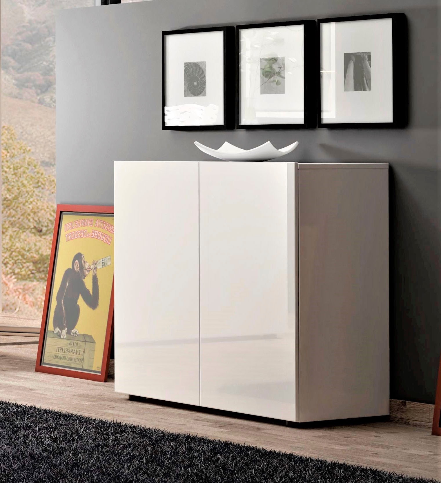Home affaire Sideboard »MISTER, Kommode, Lowboard, Breite 90 cm, Made in Italy« Korpus und Fronten komplett Hochglanz lackiert