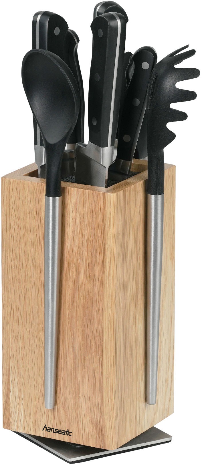 Hanseatic Magnet-Messerblock »hanseatic PREMIUM, aus Holz, Messerblock Set, 6-tlg.« 6 Stk. elegantes Design, herausnehmbarer Borsteneinsatz, 360-Grad-drehbar