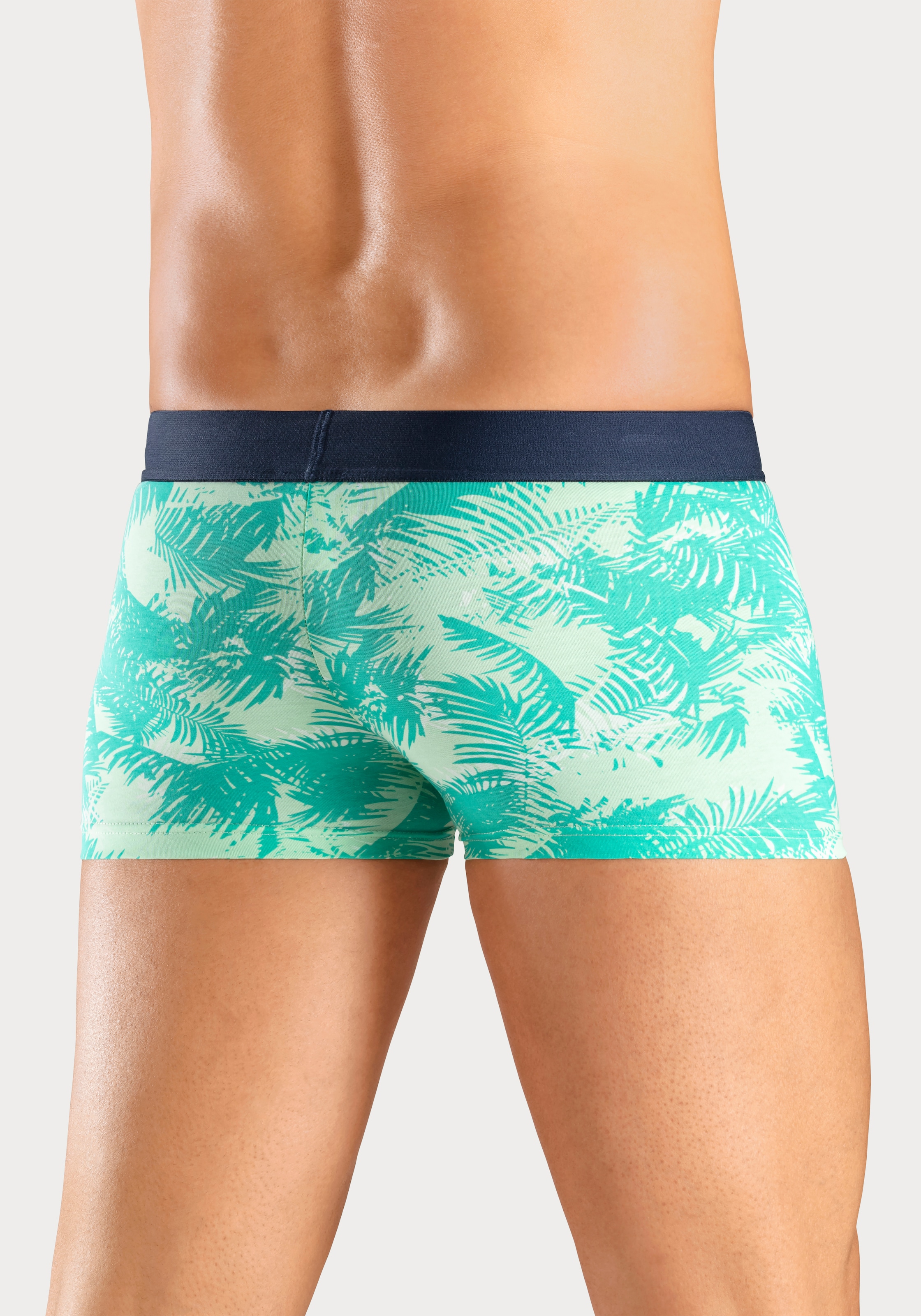 Bruno Banani Boxer »Boxershorts für Herren«, (Packung, 4 St., 4er-Pack), mit Palmendruck und unifarben aus Baumwollmischung