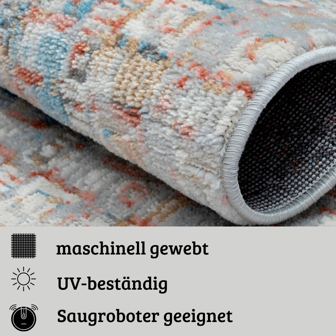 my home Teppich »Myrah«, rund, 8 mm Höhe, Kurzflor, modernes Design, pflegeleicht, Wohnzimmer