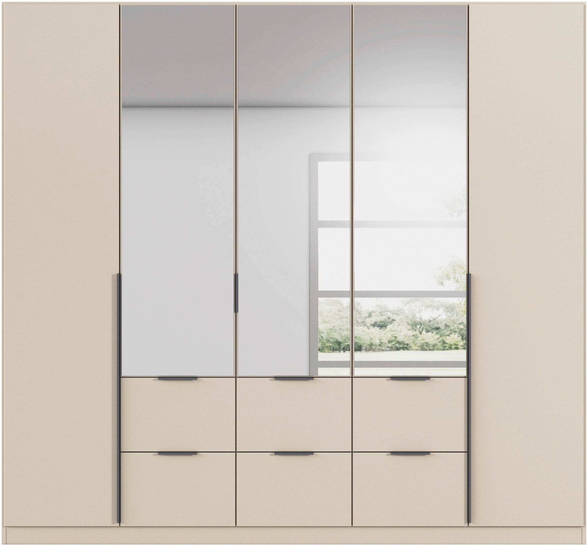 rauch Drehtürenschrank »Kleiderschrank Schrank Garderobe AGORDO mit Dekor- oder Hochglanzfront«, (in zwei Griff-Farben, Breiten 91-360 cm), mit Außenschubkästen, in 7 Breiten und 2 Höhen MADE IN GERMANY