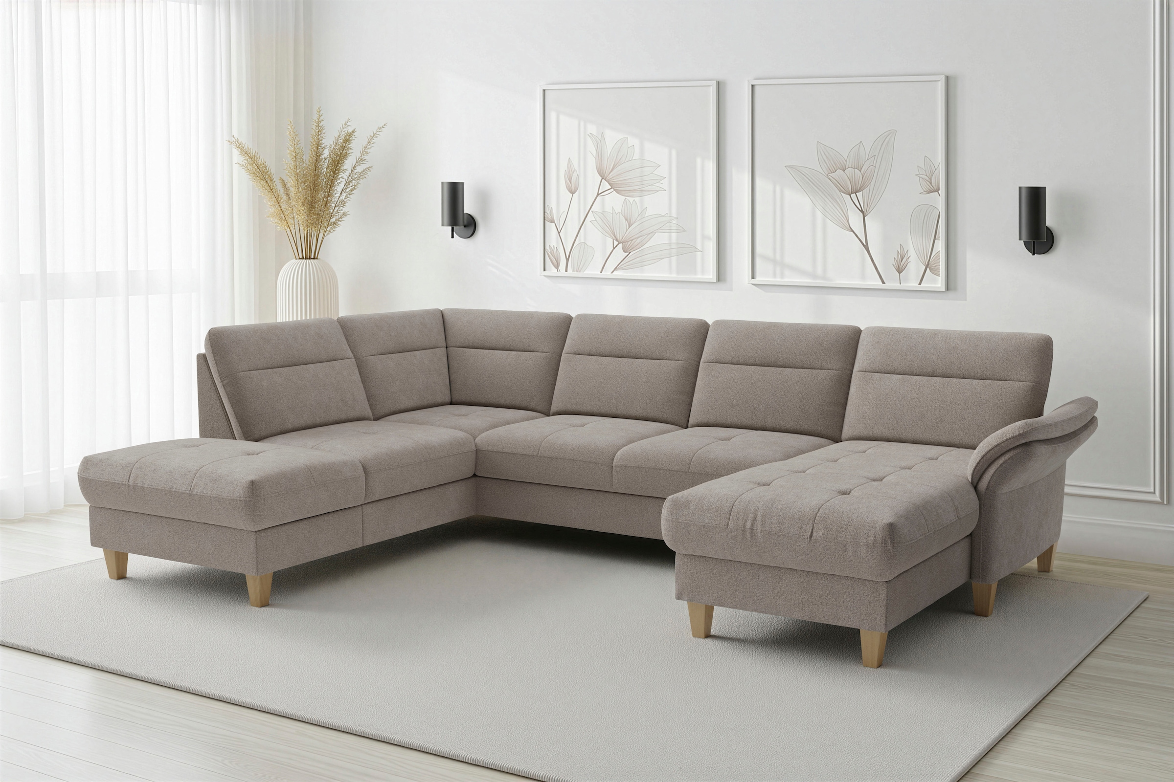 sit&more "Pamela U-Form, B: 292 cm, optional Schlaffunktion & Bettkasten" mit Federkern und Liegefläche aus Originalstoff
