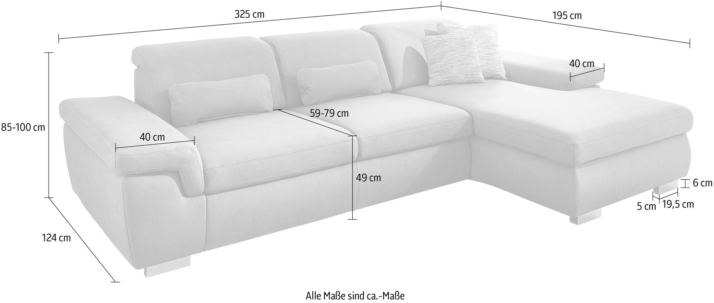 Die PlanBar Ecksofa »MP-IN17041 L-Form«, mit Sitztiefenverstellung, optional Kopfteilverstellung & Bettfunktion