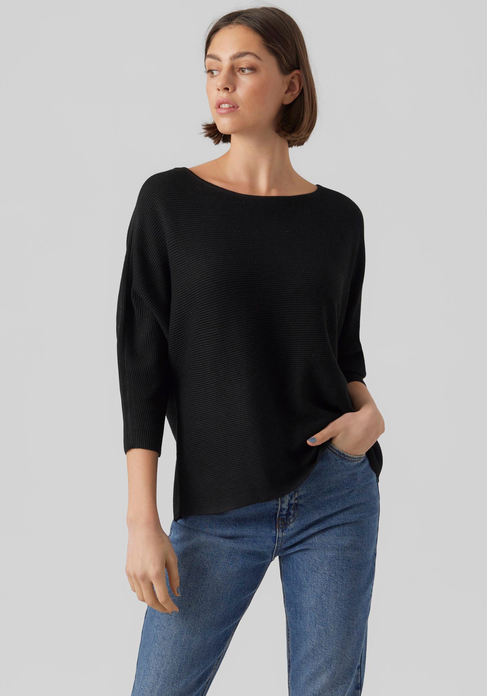 Vero Moda 3/4 Arm-Pullover "VMNORA 3/4 BOATNECK BLOUSE NOOS", mit Fledermau günstig online kaufen