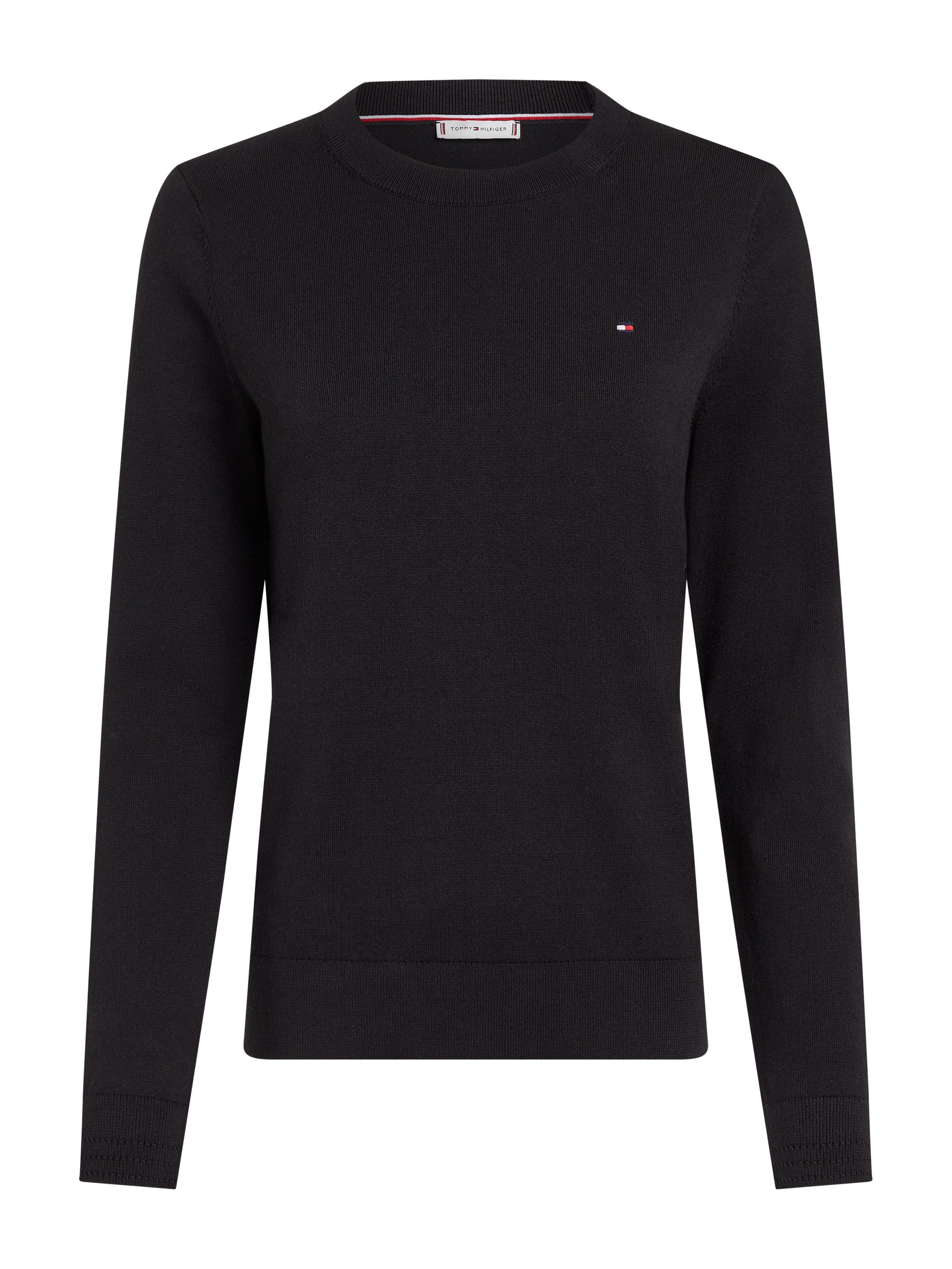 Tommy Hilfiger Rundhalspullover »CO JERSEY STITCH LS C-NK SWT«, mit Logostickerei