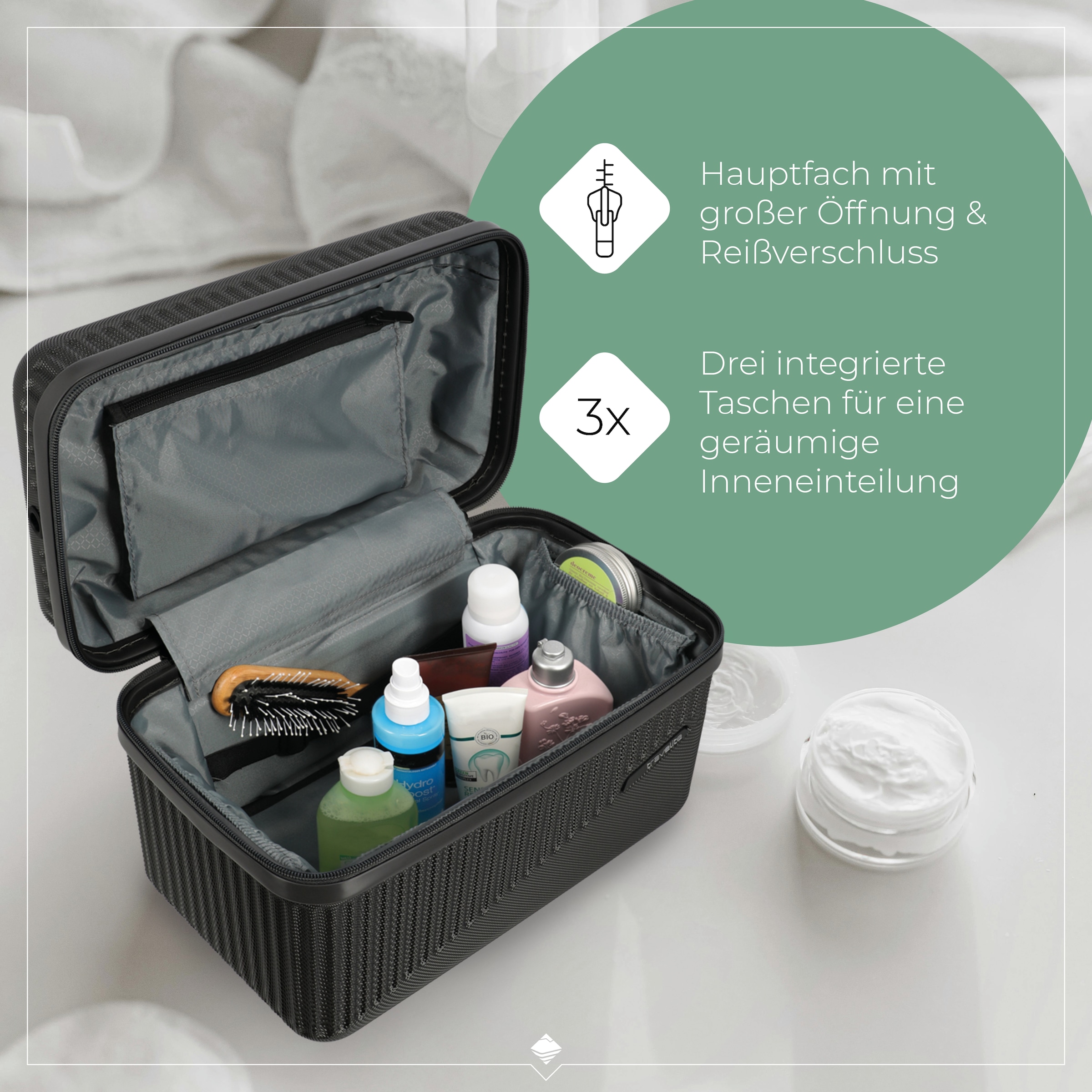 travelite Beautycase »BALI«, Kosmetikkoffer mit Aufsteck -und Organizerfunktion