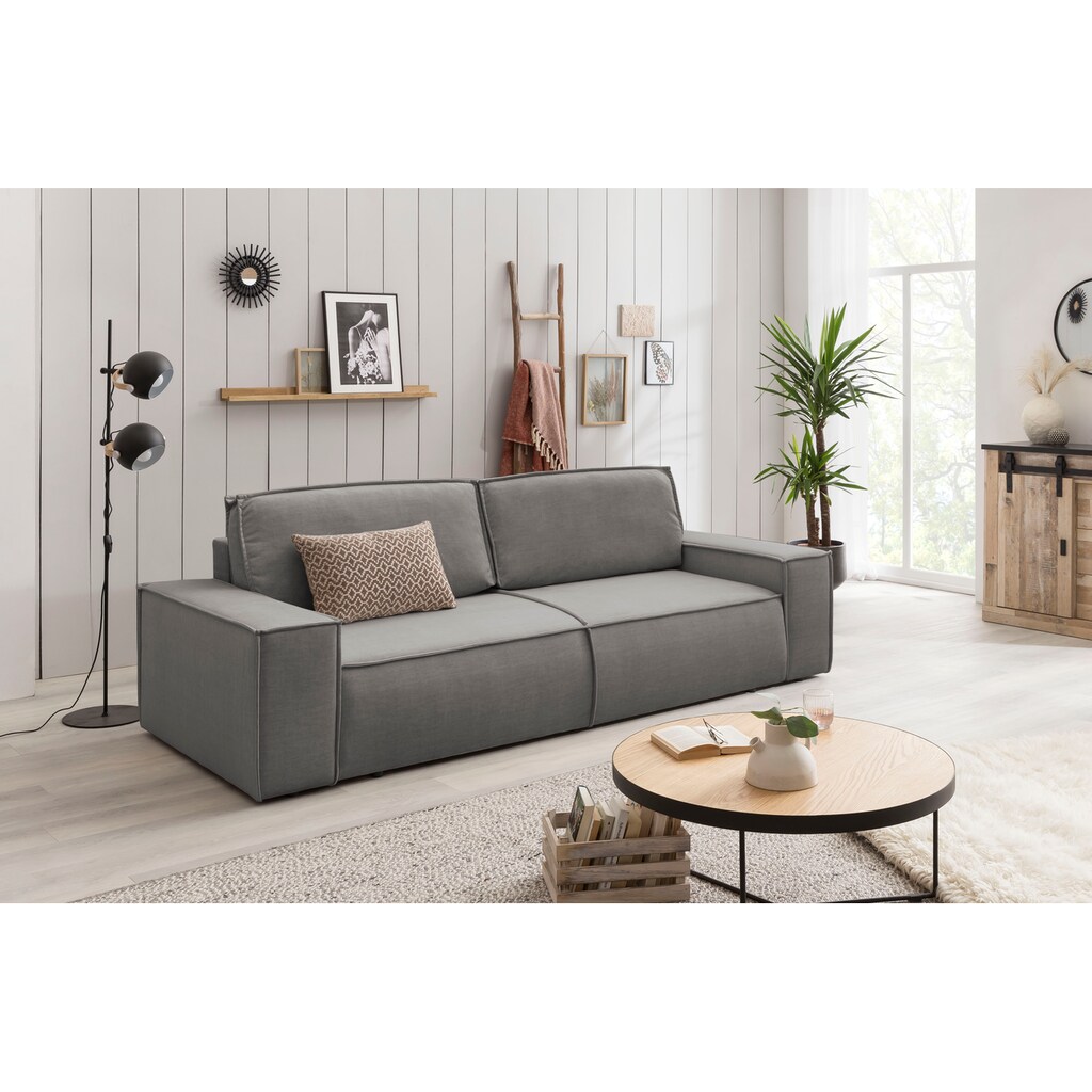 Home affaire 3-Sitzer »SHERWOOD Schlafsofa (257cm) Cord, Samtvelours, Vintage-Lederoptik«