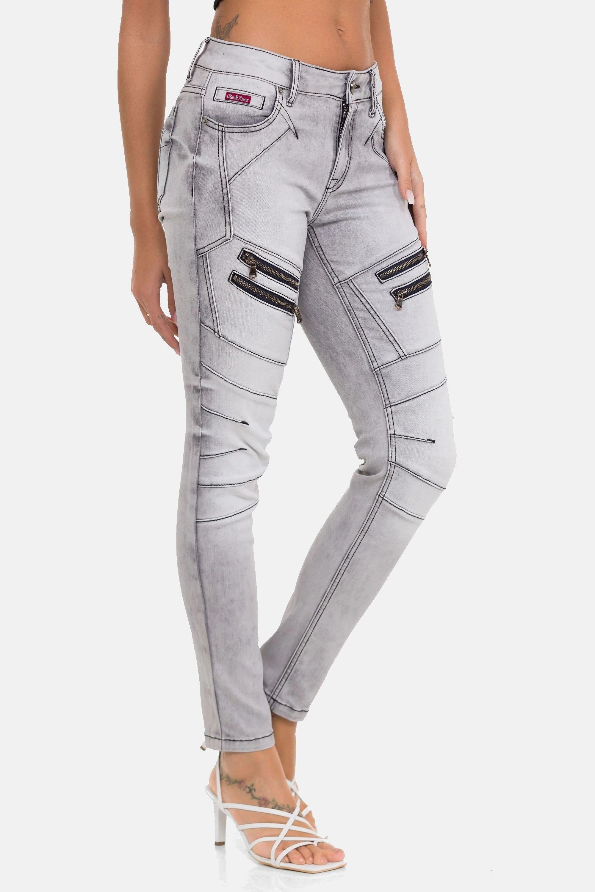 Cipo & Baxx 5-Pocket-Jeans »WD501« Auffällige Zipp-Details & Ziernähte