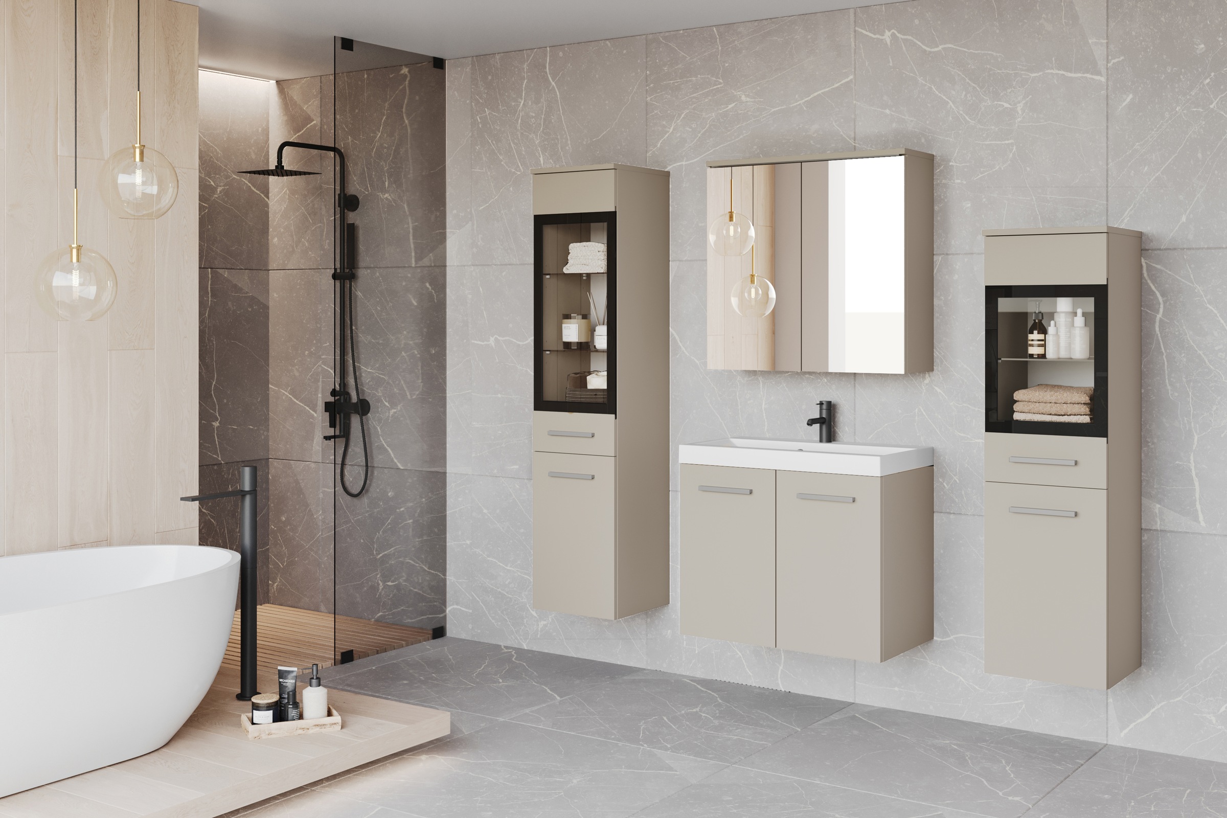 welltime Badmöbel-Set "MADRIT II, Schrank mit Waschbecken, 2 Hänger, Spiege günstig online kaufen