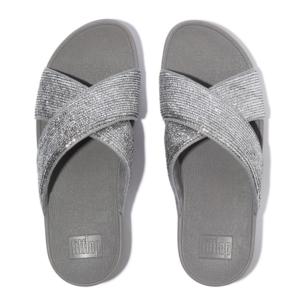 Fitflop Pantolette »LULU CRINKLED SHIMMER«, Slides, Badeschuh, Abendmode mit Glitter
