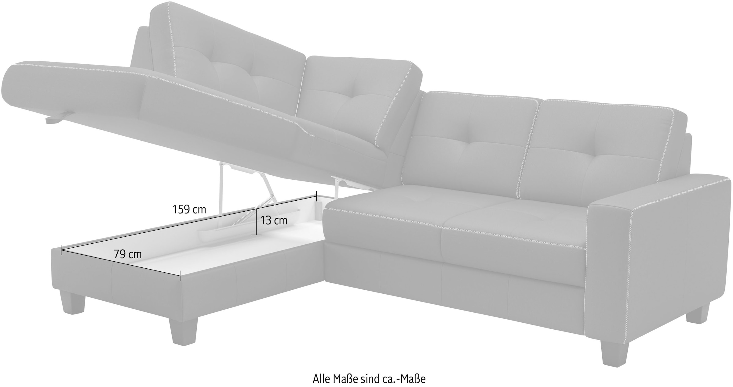 Places of Style Ecksofa »Varese«, wahlweise mit Bettfunktion und Bettkasten
