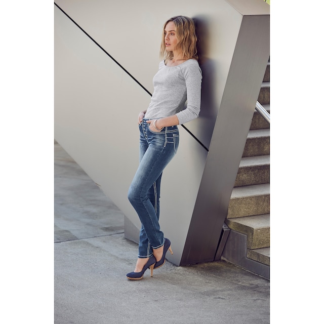 Arizona Slim-fit-Jeans »Heavy Washed - Shaping«, Mid Waist für kaufen | BAUR