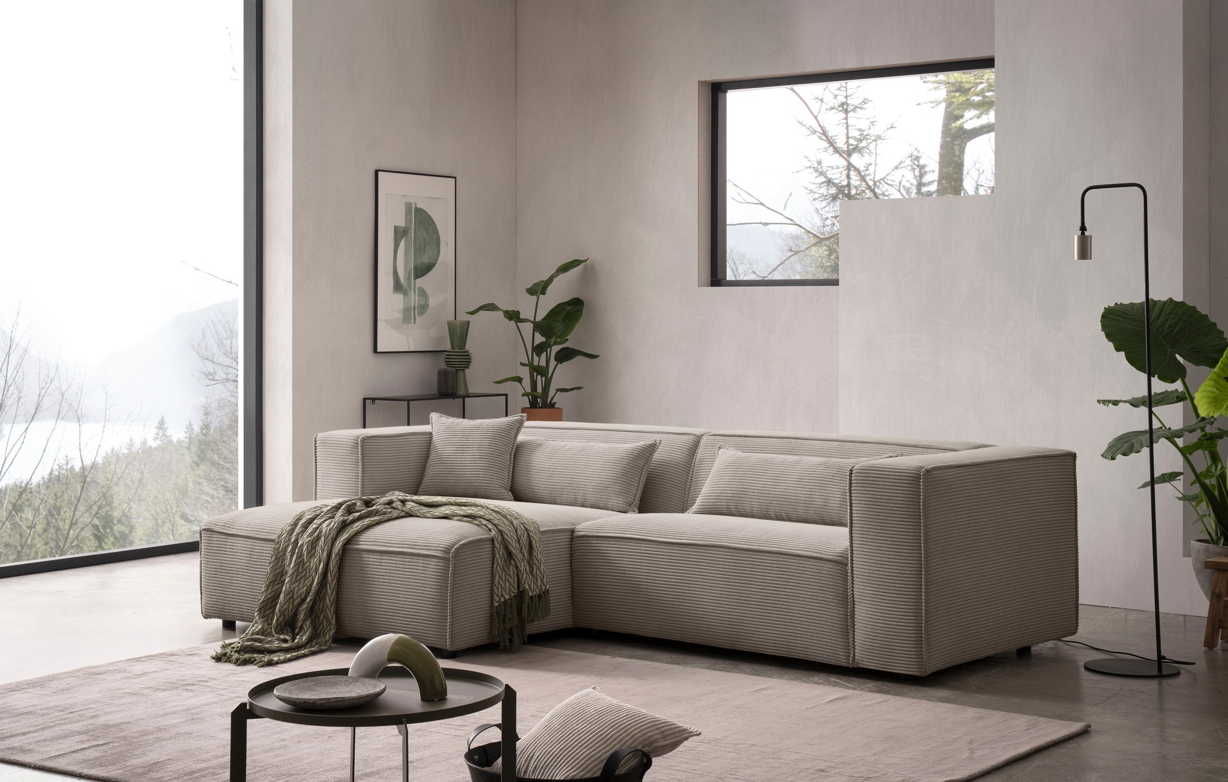 LeGer Home by Lena Gercke Ecksofa "PIARA mit Kedernaht in Cord oder Leineno günstig online kaufen
