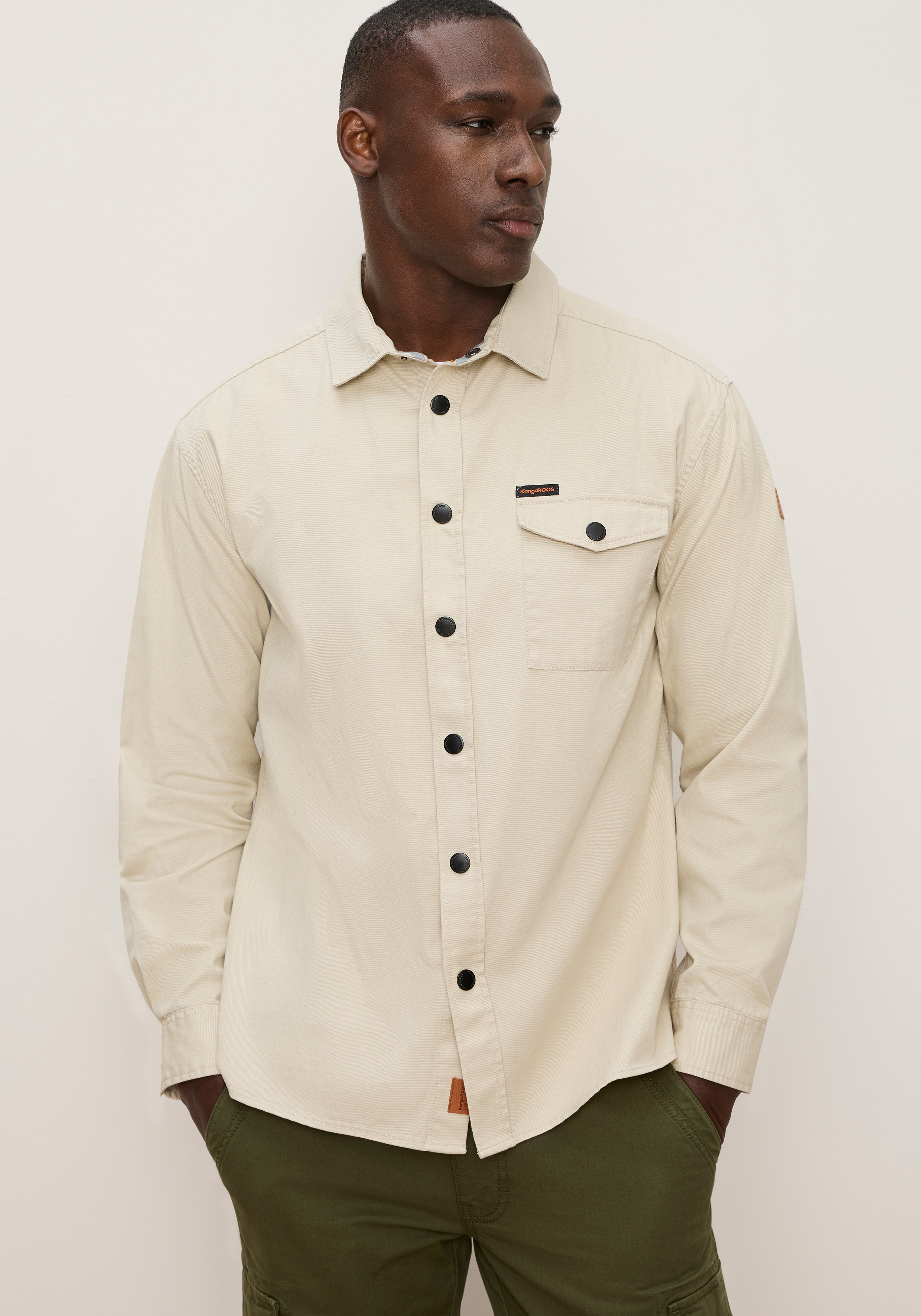 KangaROOS Langarmhemd mit Druckknöpfen aus Twill