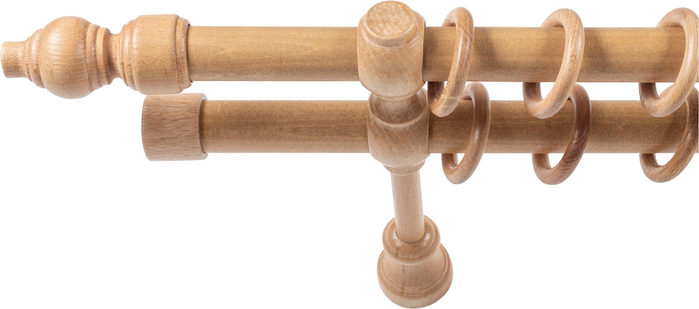 SN DECO GROUP Gardinenstange »Filigrano« 2 läufig-läufig Fixmaß 28 mm, Holz, verschiedene Längen und Farben, Komplettset