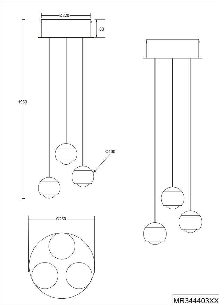 Musterring LED Pendelleuchte »CANNON, 3-flammige LED Hängelampe 5W 500Lumen 2300-4000K CCT« LED-Board 1 Stk. Farbwechsler | warmweiß - kaltweiß mit Fernbedienung, stufenlos höhenverstellbar max 195cm dimmbar Memory