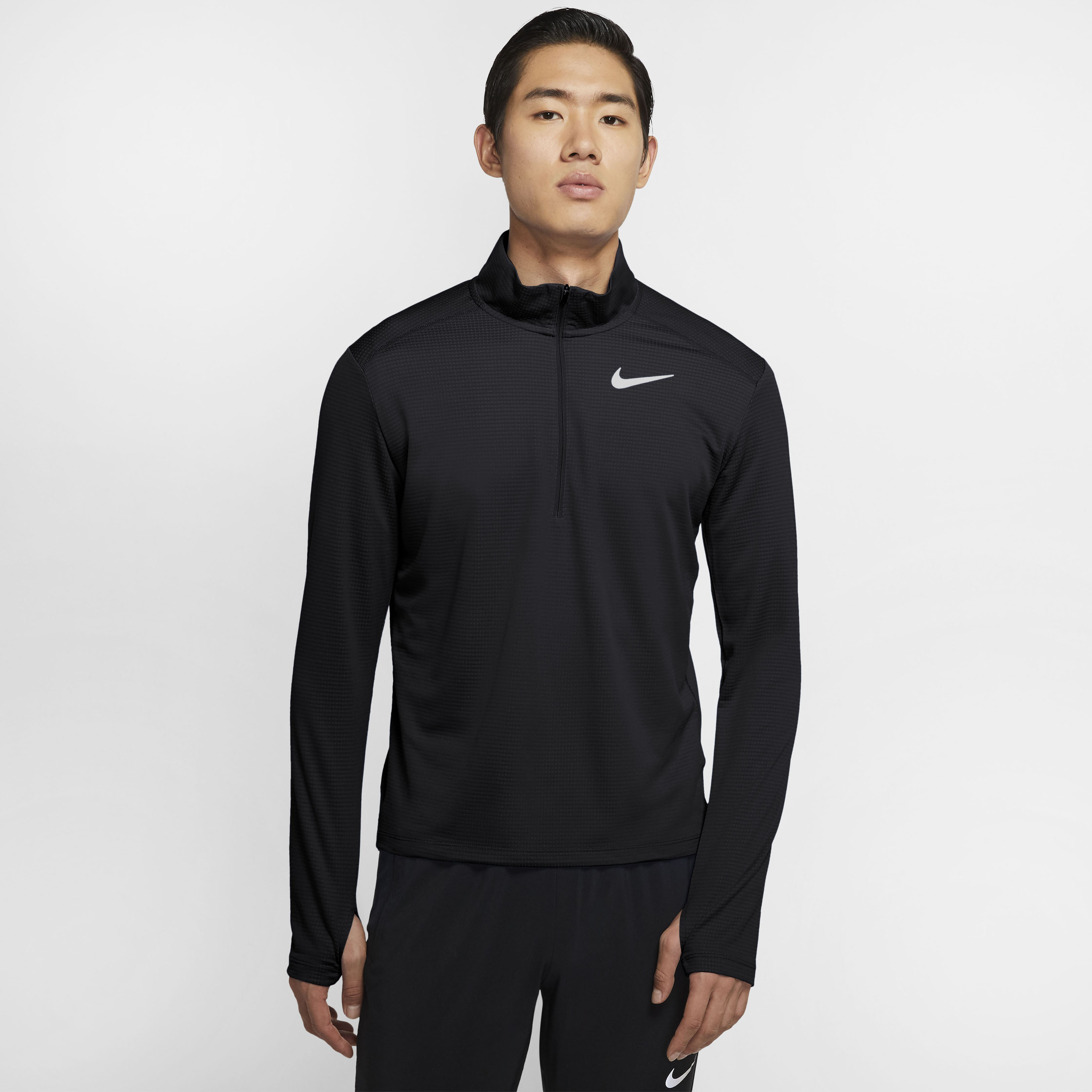 Nike Running Tall Pacer zip thru top in black Black