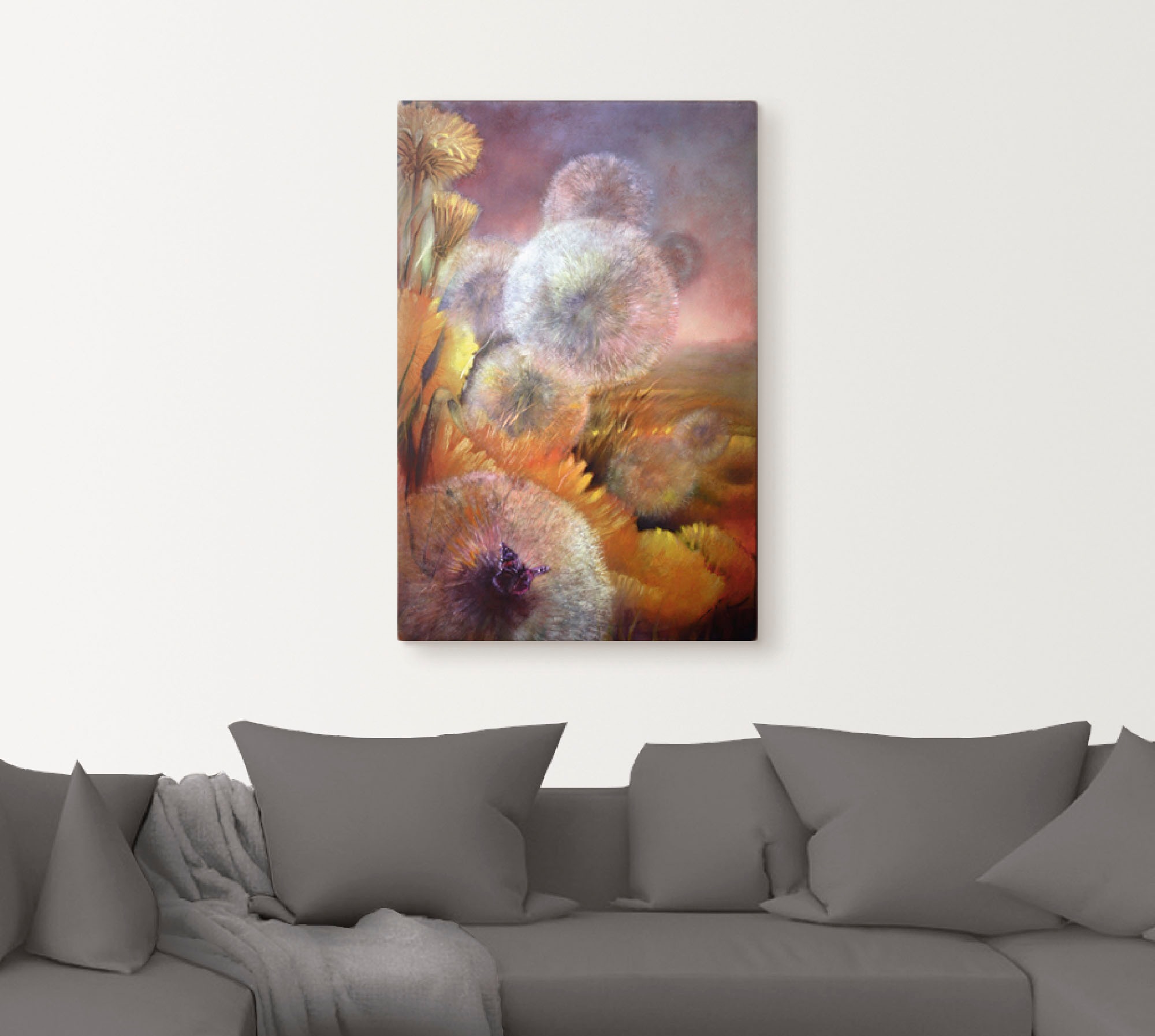 Artland Wandbild "Löwenzahn und Schmetterling" Blumen 1 Stk. tlg. als Leinw günstig online kaufen