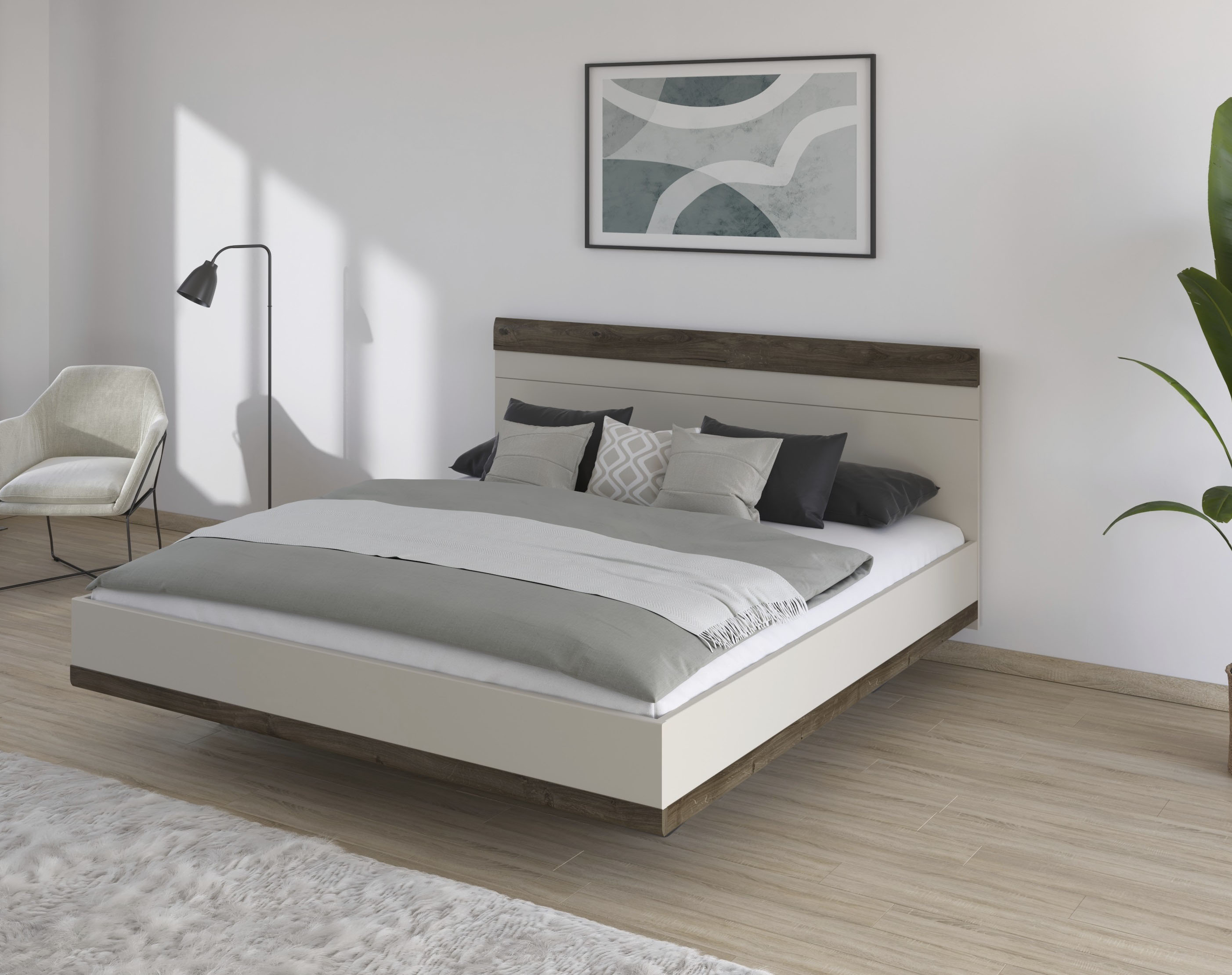 rauch "Bett Doppelbett Holzbett SAJO" mit Farb-Absetzungen in komfortabler Sitzhöhe MADE IN GERMANY