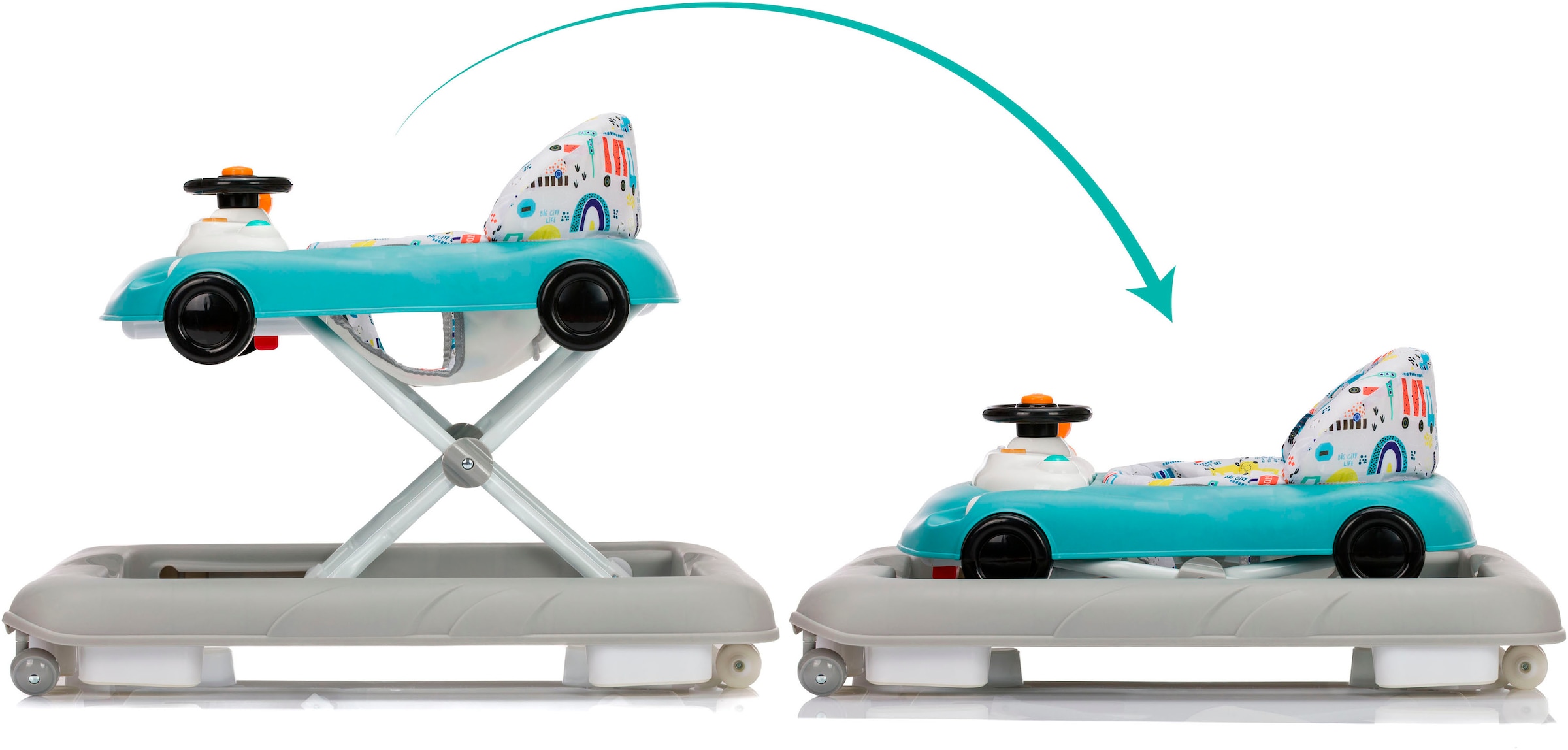 Fillikid Lauflernhilfe »Car, grau/blau« mit Sicherheitsstoppern