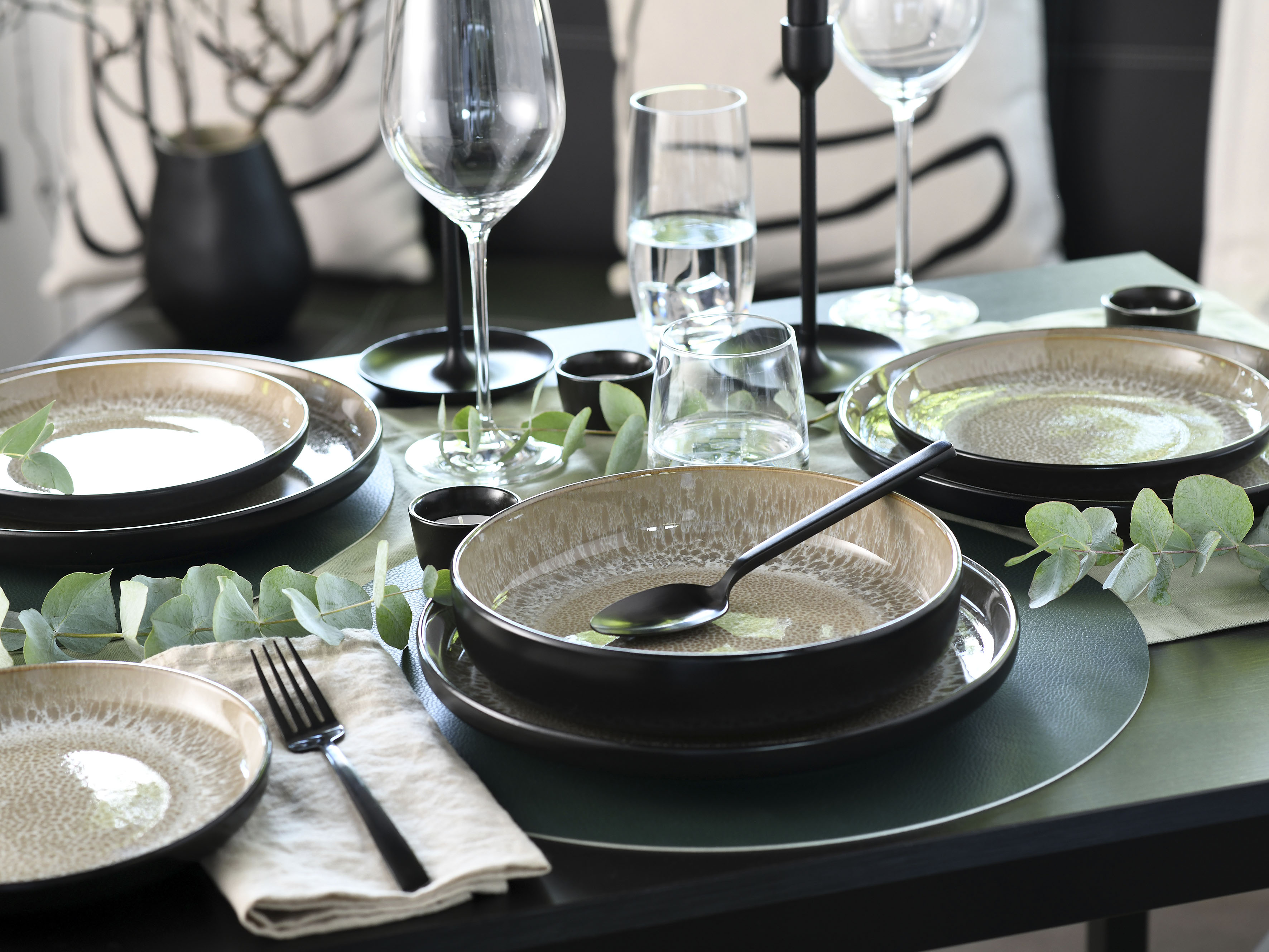 Thumbnail - my home Teller-Set "modernes Geschirr-Set, Service Nydala" hohe Haltbarkeit, spülmaschinen- & mikrowellengeeignet, Reakt...