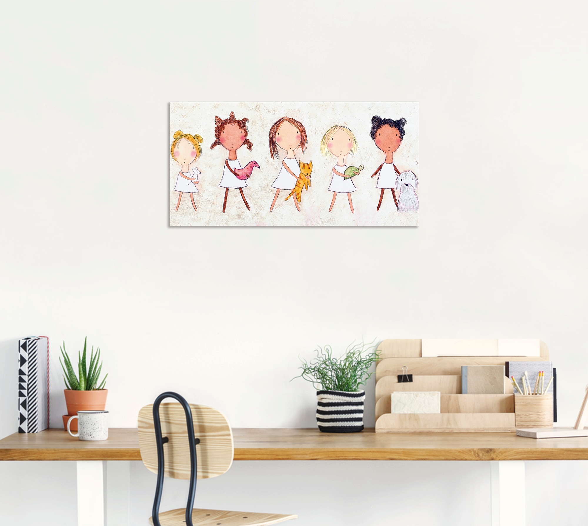 Artland Wandbild »Mädchen mit Tieren«, Kinder, (1 St.), als Alubild, Outdoorbild, Wandaufkleber in verschied. Größen