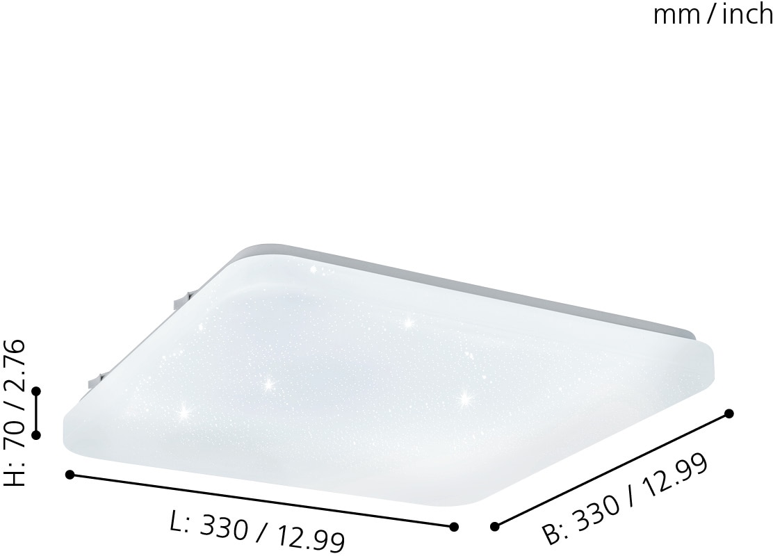 EGLO LED Deckenleuchte »FRANIA-S«, 1 flammig, Leuchtmittel LED-Board | LED fest integriert, Deckenleuchte mit Sternenhimmel-Effekt, Farbe: Weiß, Lampe, L: 33 cm